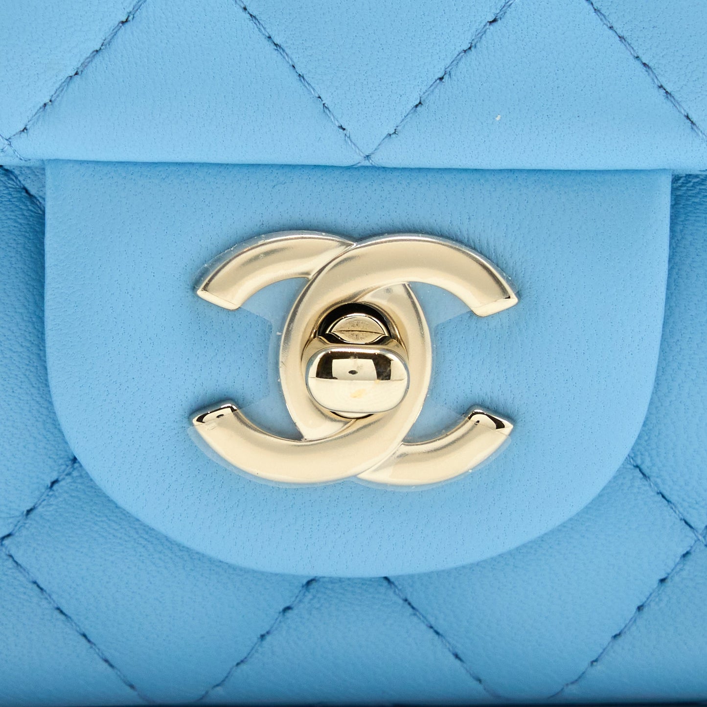 Chanel Mini Rectangular Flap Bag Lambskin Blue L (Microchip)