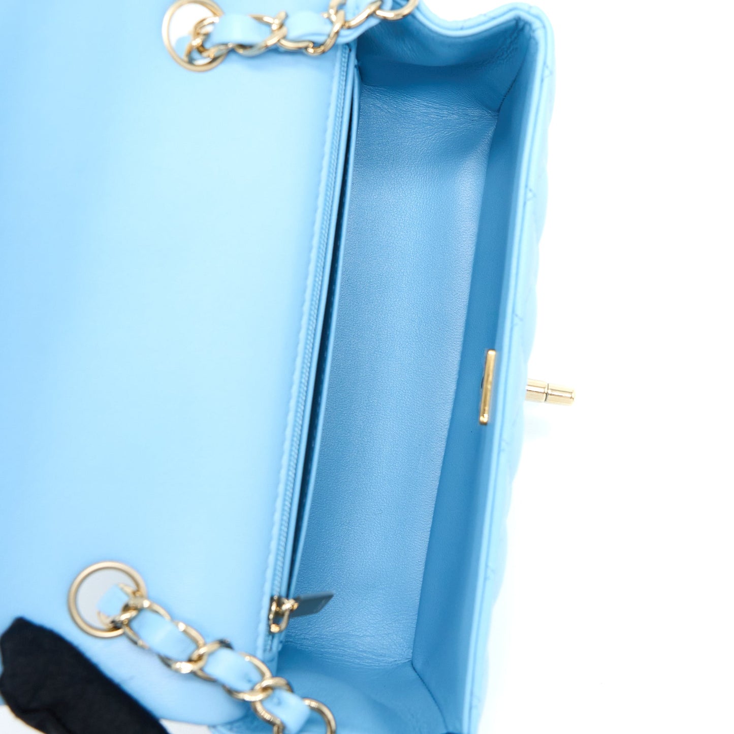 Chanel Mini Rectangular Flap Bag Lambskin Blue L (Microchip)