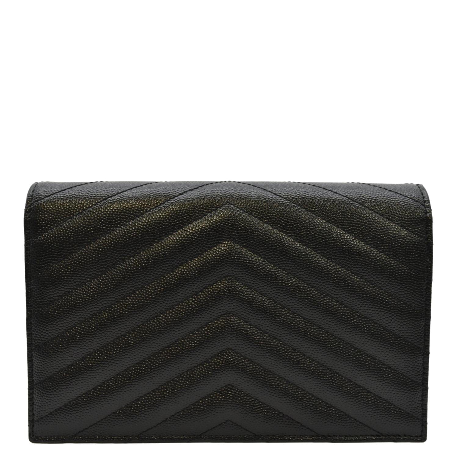 YVES SAINT LAURENT Cassandre Matelasse Chain Wallet Crossbody Bag Black