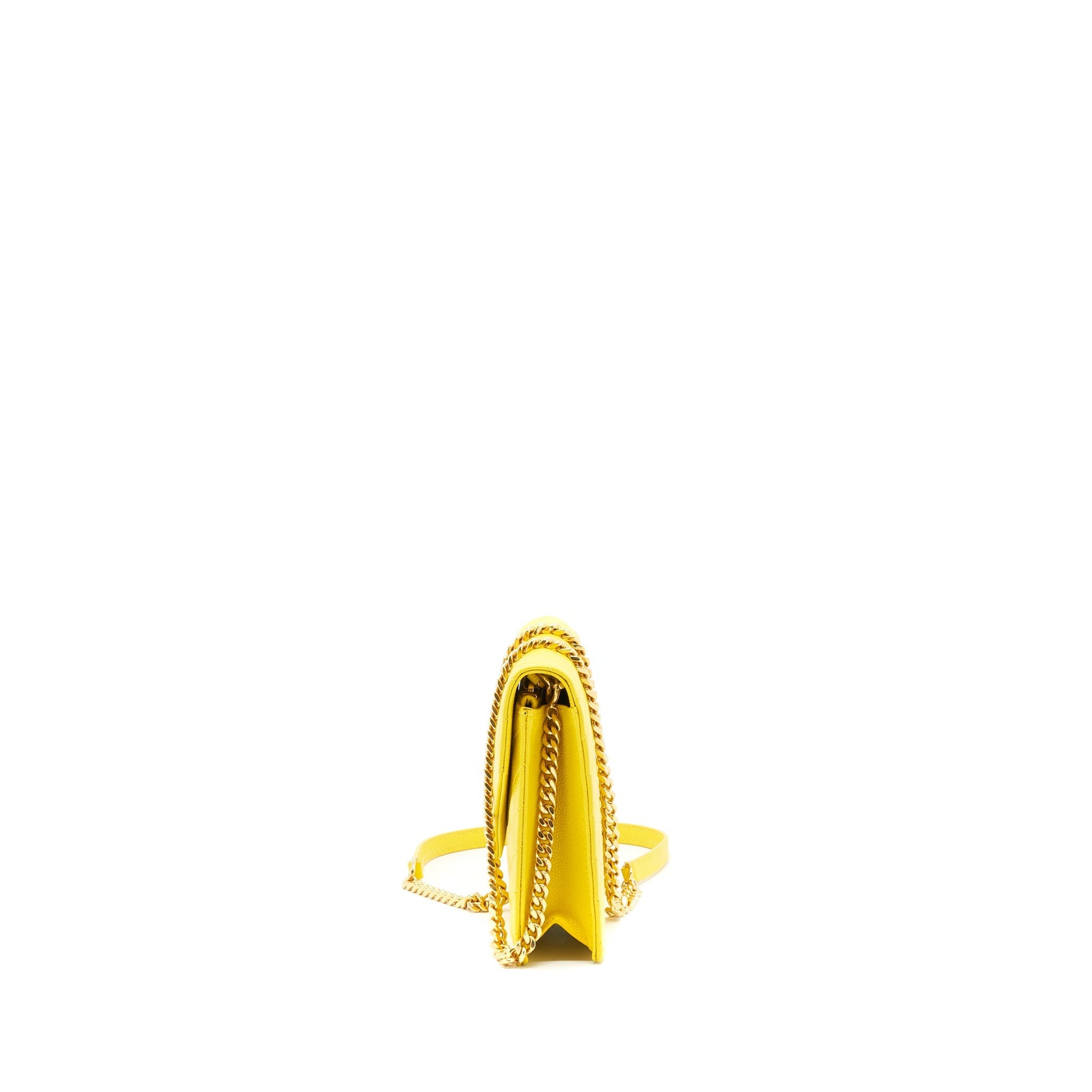 Saint Laurent /ysl Envelope Wallet on chain Grained Calfskin Yellow