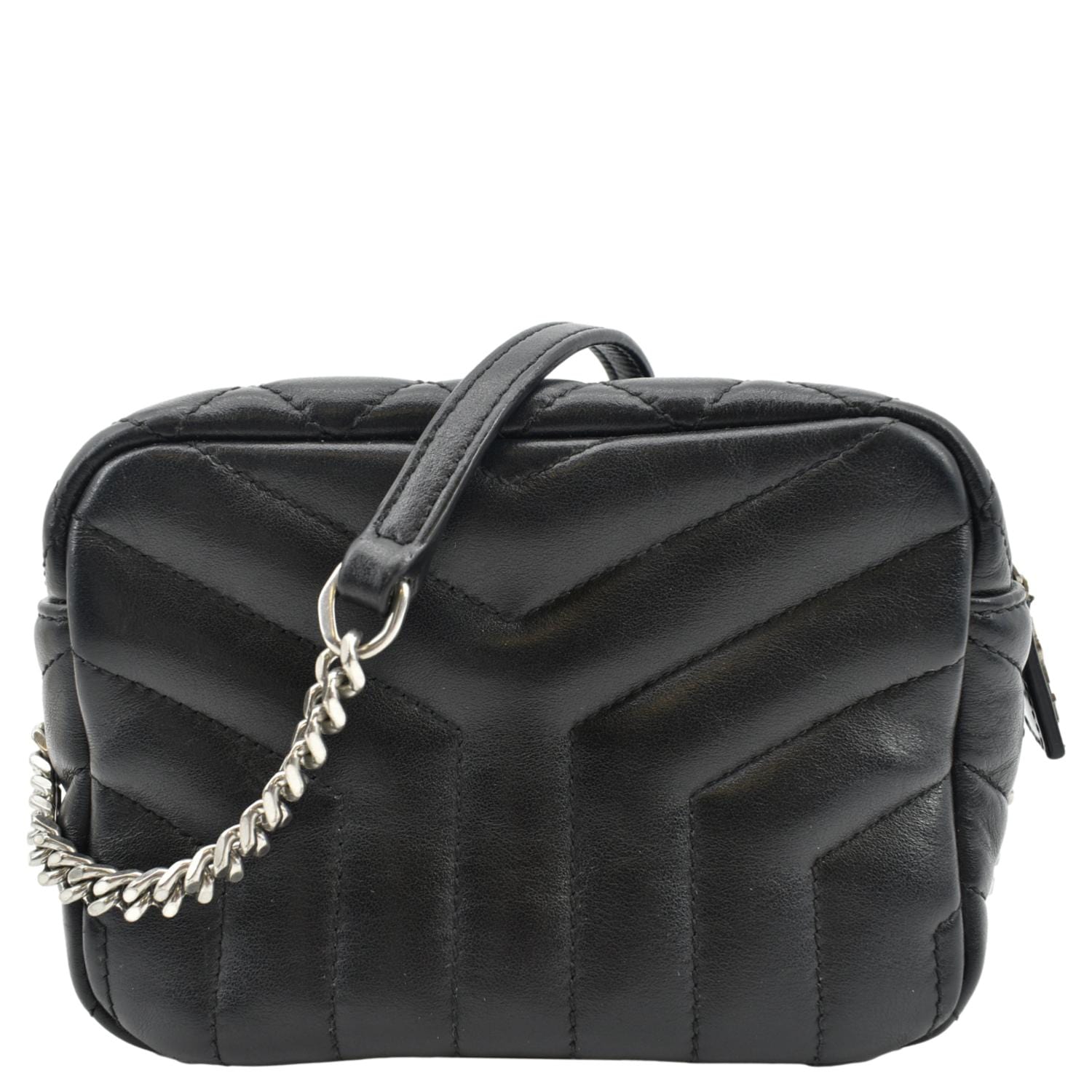 YVES SAINT LAURENT Y Mini Quilted Calfskin Leather Camera Bag Black