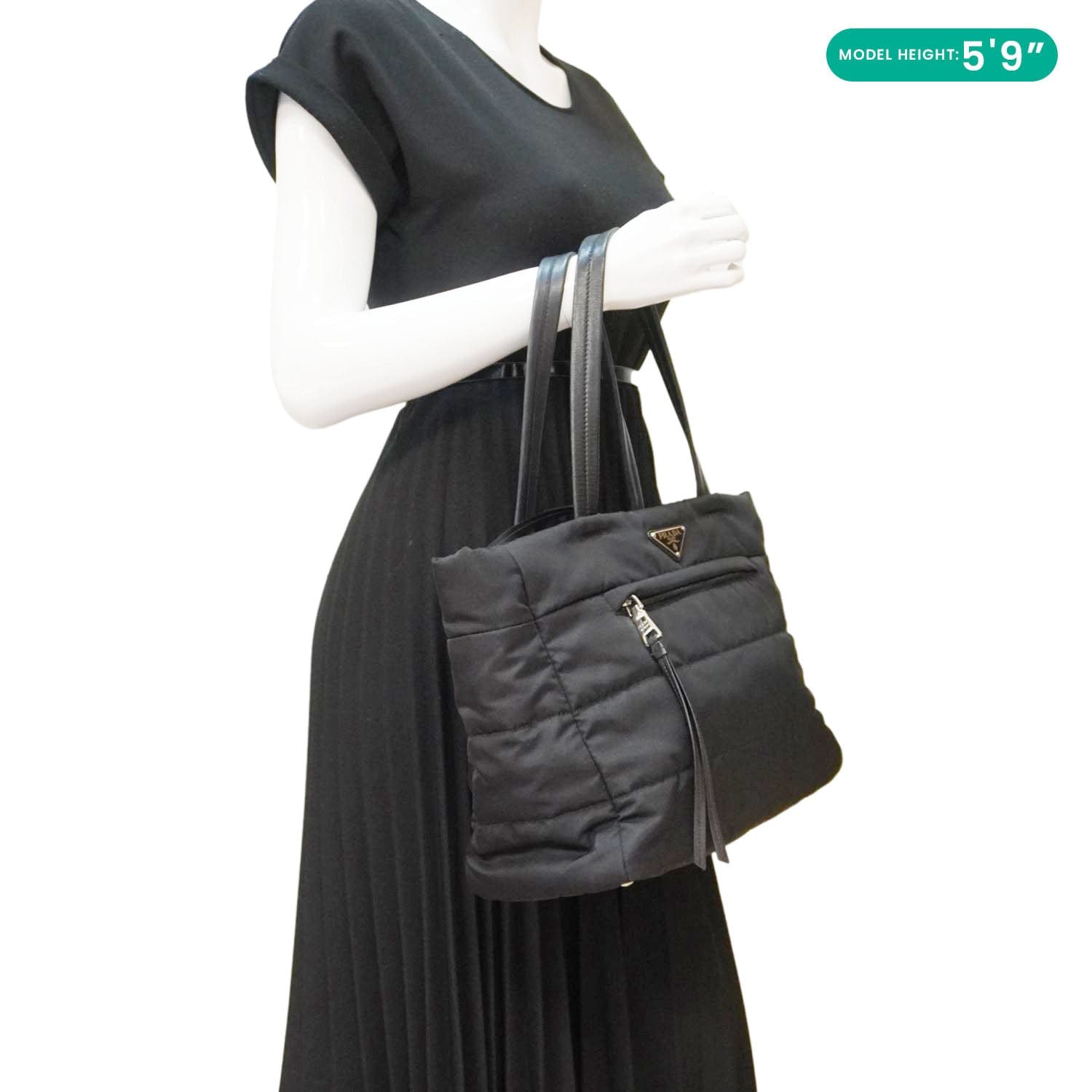 PRADA Tessuto Bomber Nylon Shopping Tote Bag Black
