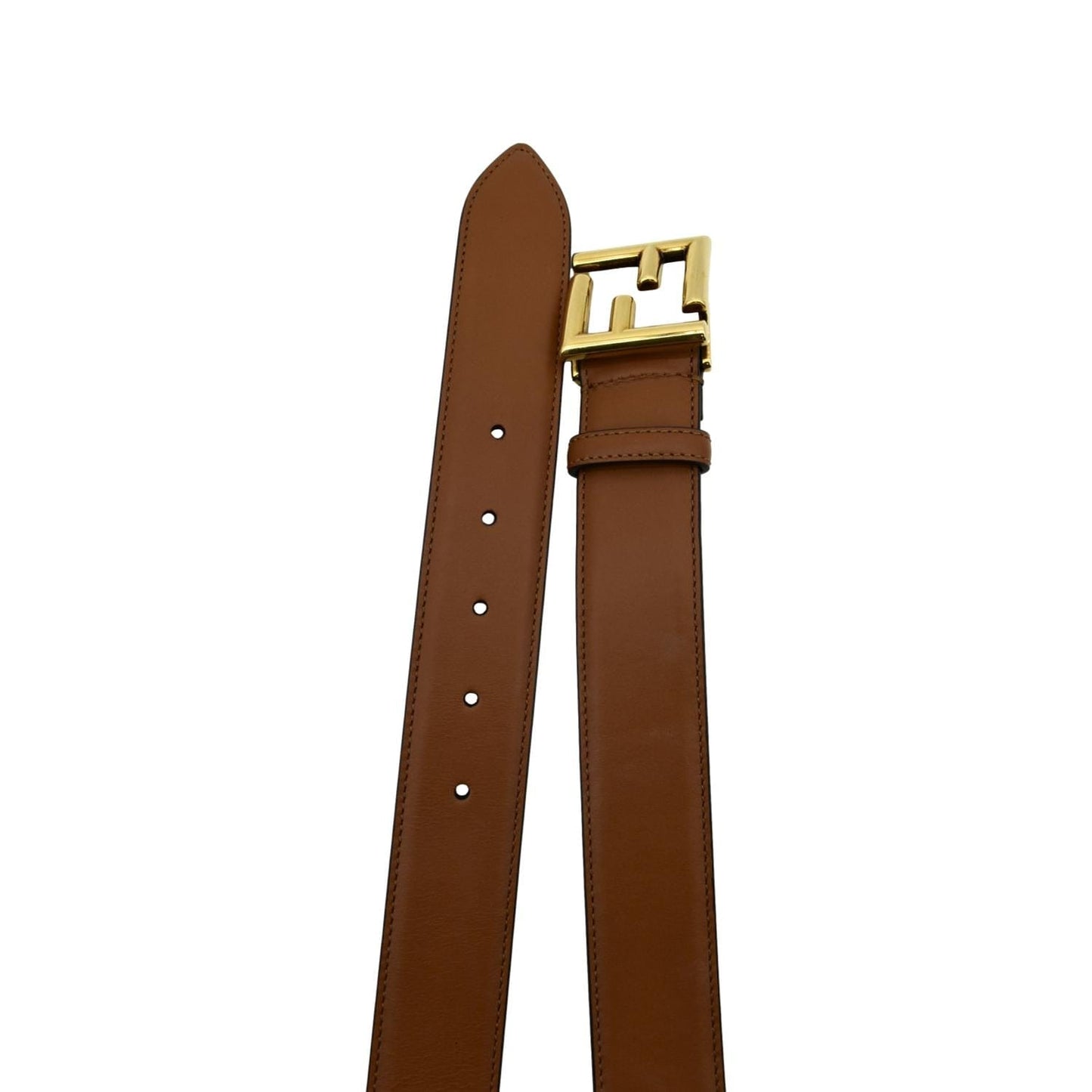 FENDI FF Leather Waist Belt Tan Size 85/34