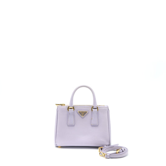 Prada Galleria Saffiano Mini Purse Leather Light Purple