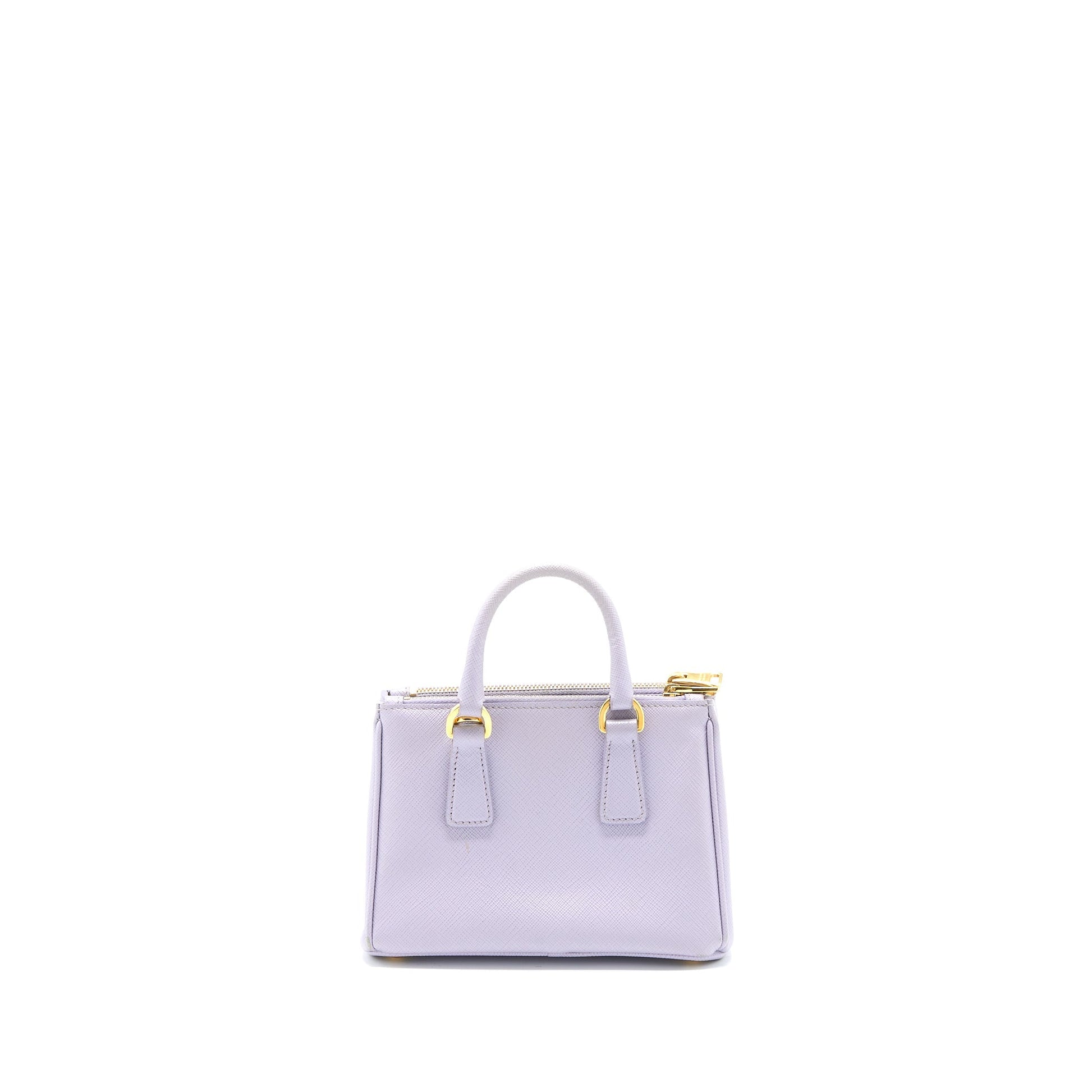 Prada Galleria Saffiano Mini Purse Leather Light Purple