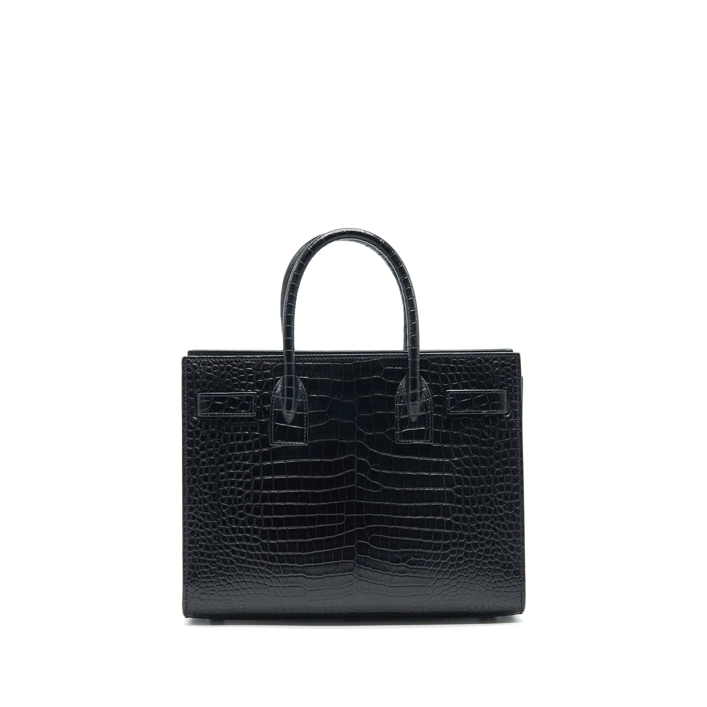 Saint Laurent Sac De Jour Baby in Crocodile-Embossed leather Black