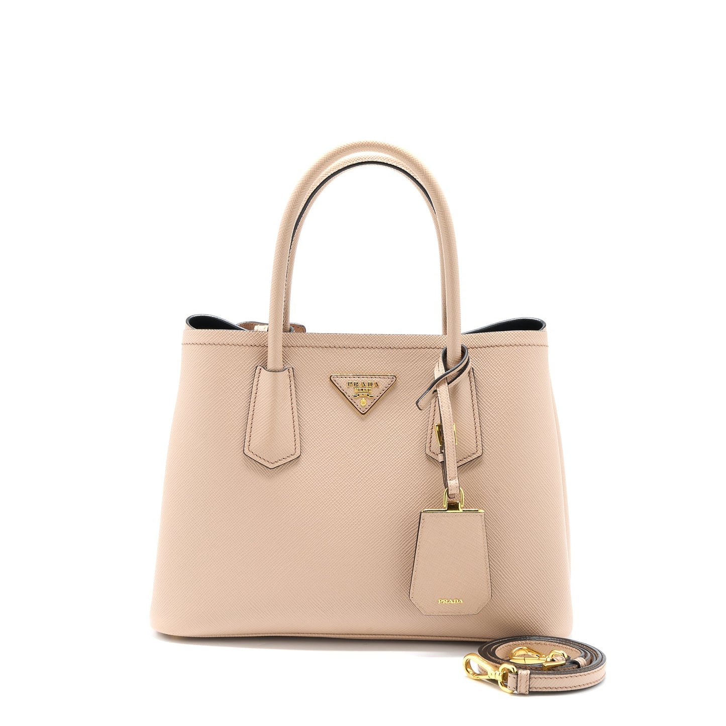 Prada Saffiano Cuir Tote Purse Calfskin Cammeo/Nero