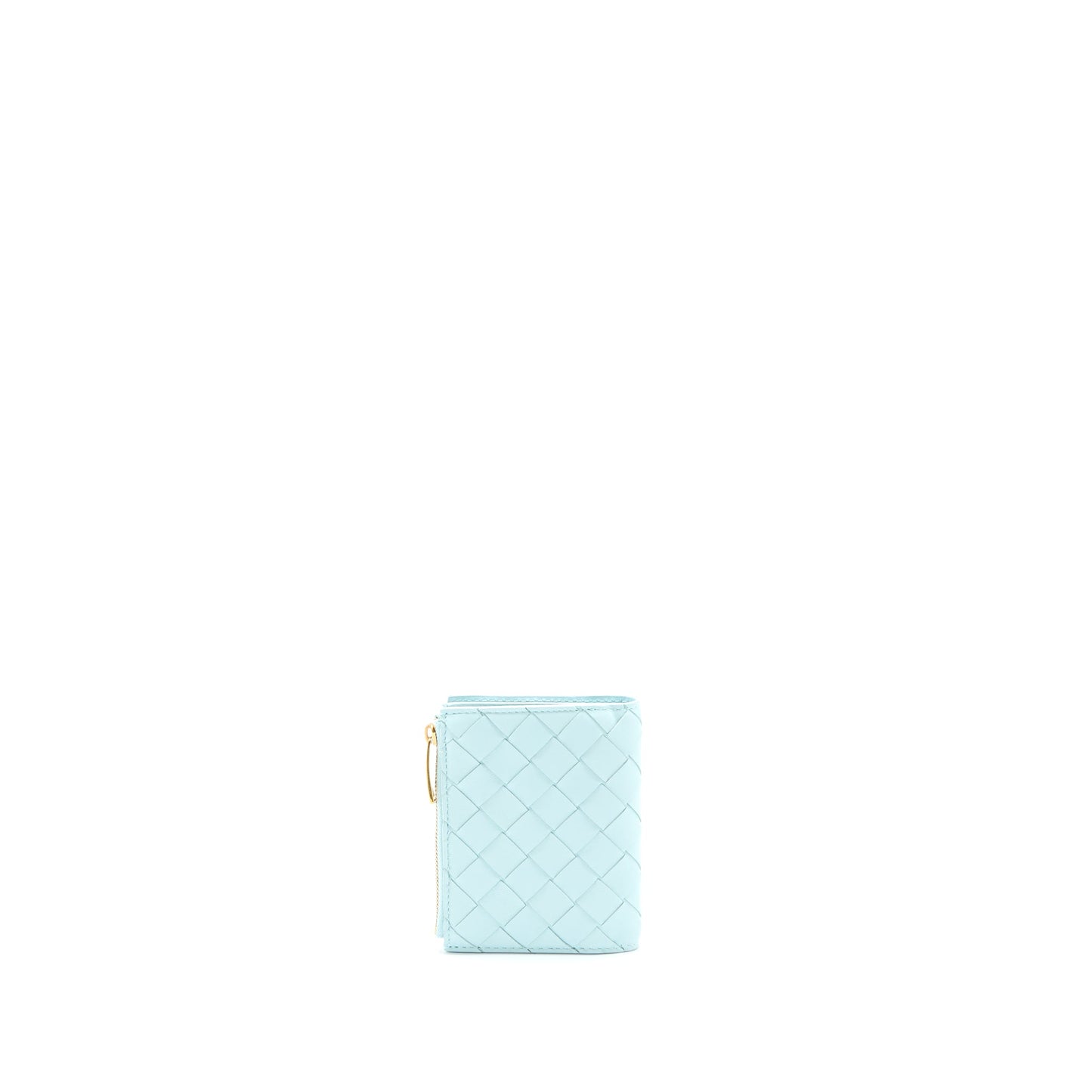 Bottega Veneta Bi-Fold Zip Wallet Lambskin Light Blue
