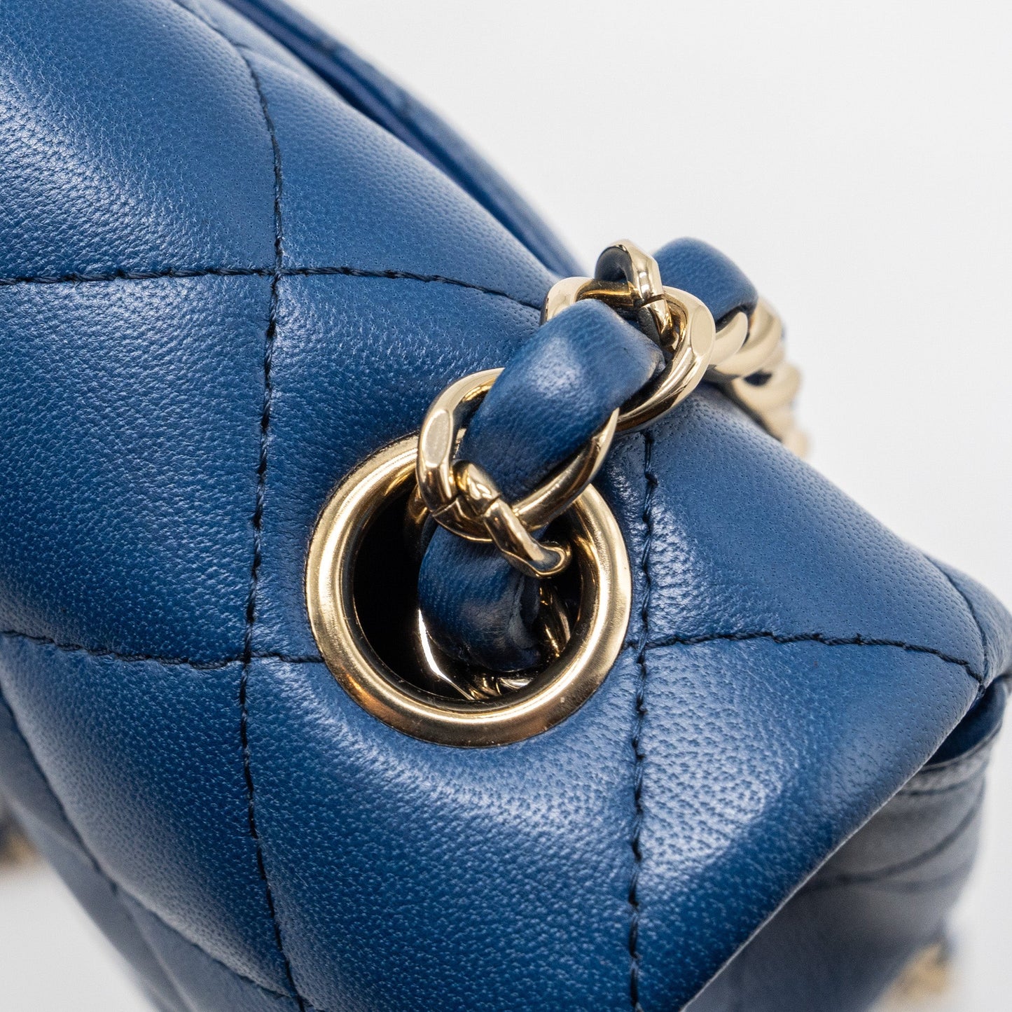 Chanel mini rectangular flap bag lambskin Blue L