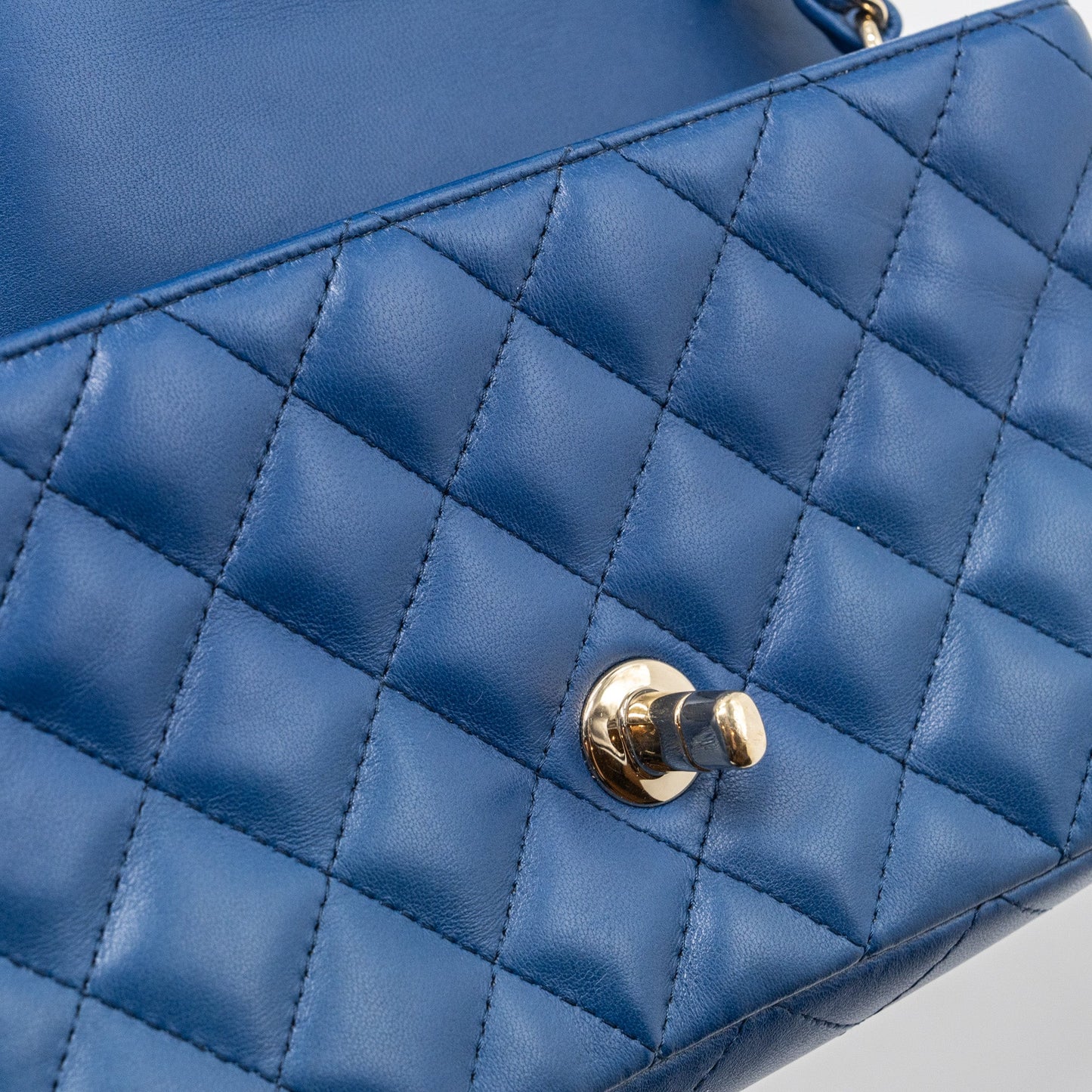 Chanel mini rectangular flap bag lambskin Blue L