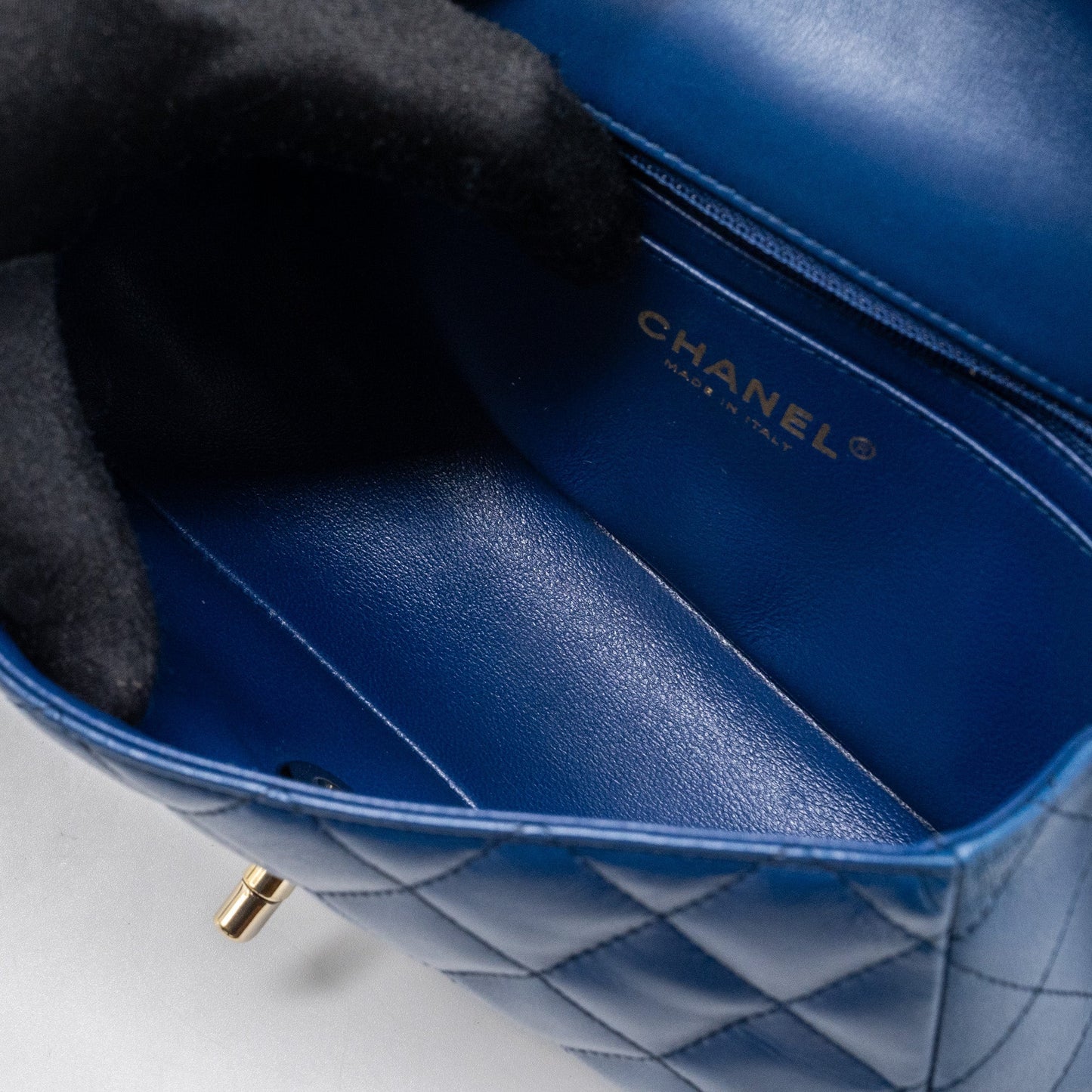 Chanel mini rectangular flap bag lambskin Blue L