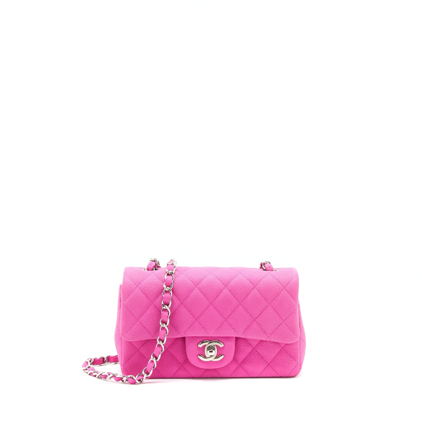 Chanel Mini Rectangular Flap Bag Grained Calfskin Pink