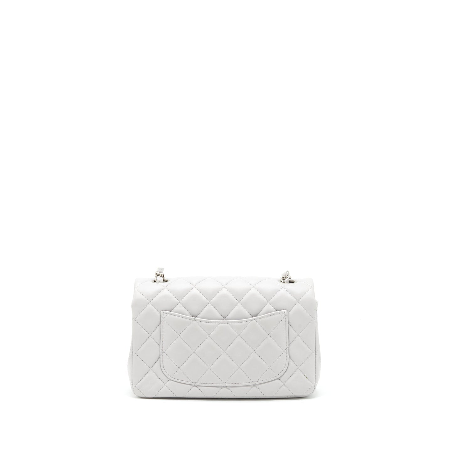 Chanel Mini Rectangular Flap Bag Lambskin Light Grey