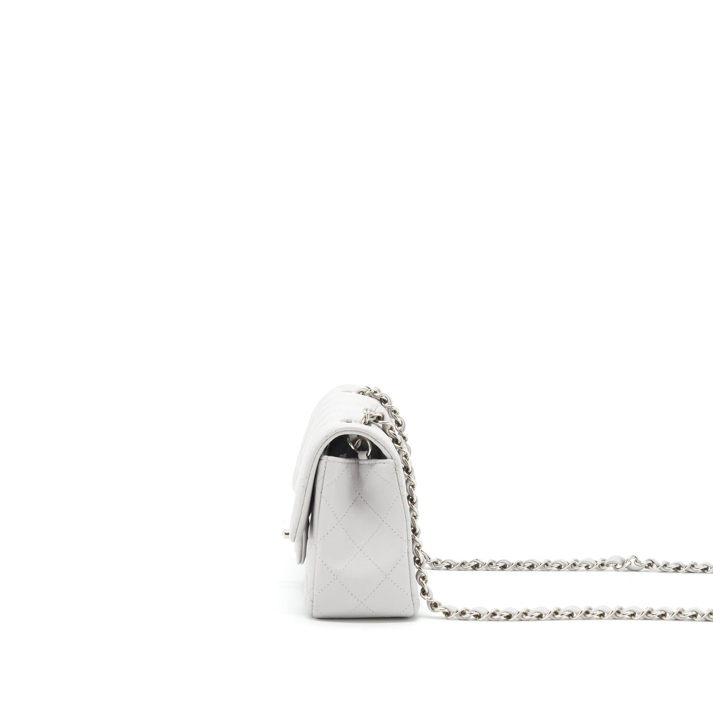 Chanel Mini Rectangular Flap Bag Lambskin Light Grey