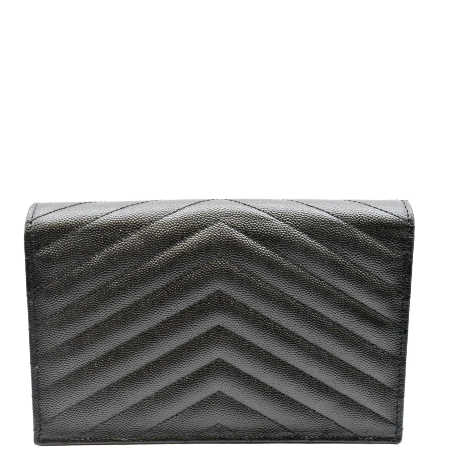YVES SAINT LAURENT Cassandre Matelasse Chain Wallet Crossbody Bag Black