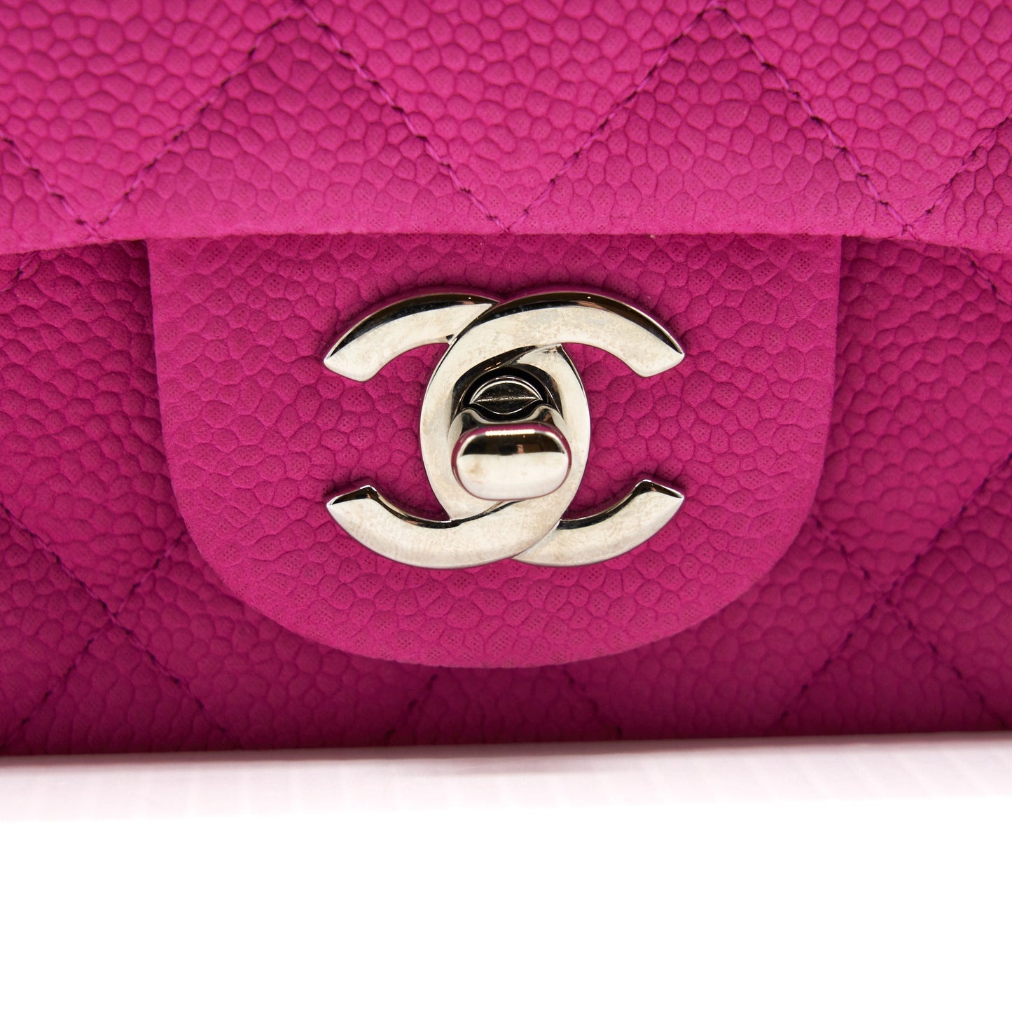 Chanel Mini Rectangular Flap Bag Grained Calfskin Pink