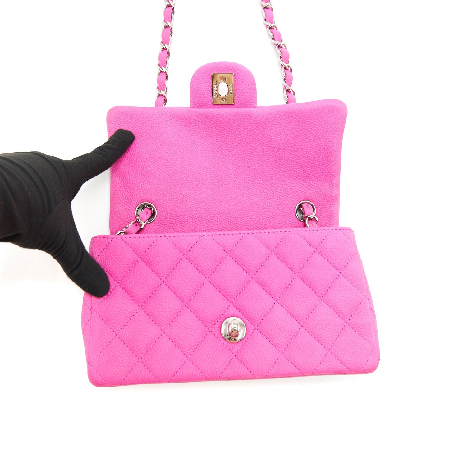 Chanel Mini Rectangular Flap Bag Grained Calfskin Pink