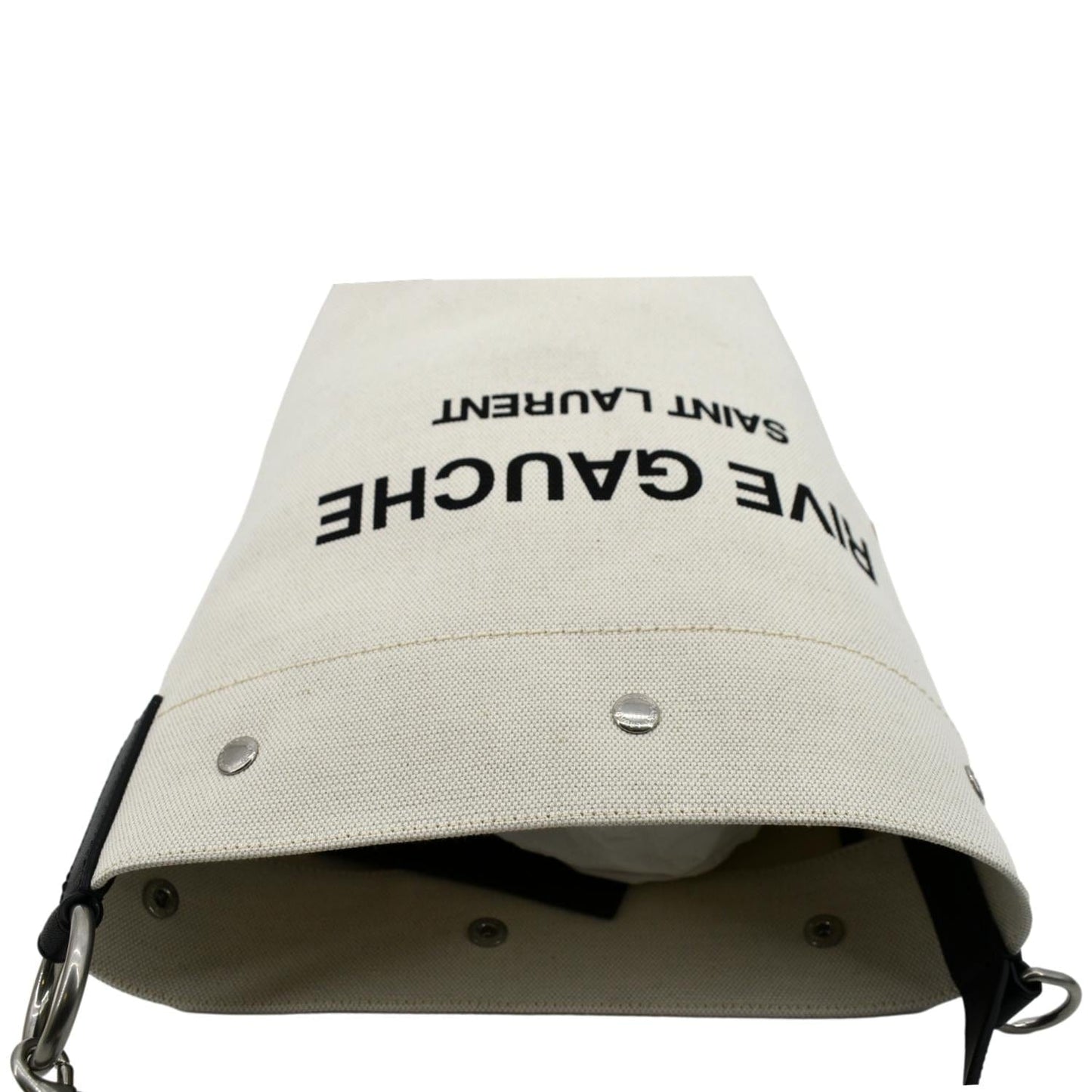 YVES SAINT LAURENT Rive Gauche Linen Bucket Bag White