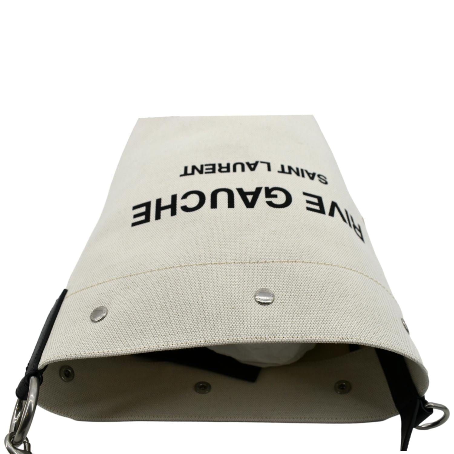 YVES SAINT LAURENT Rive Gauche Linen Bucket Bag White