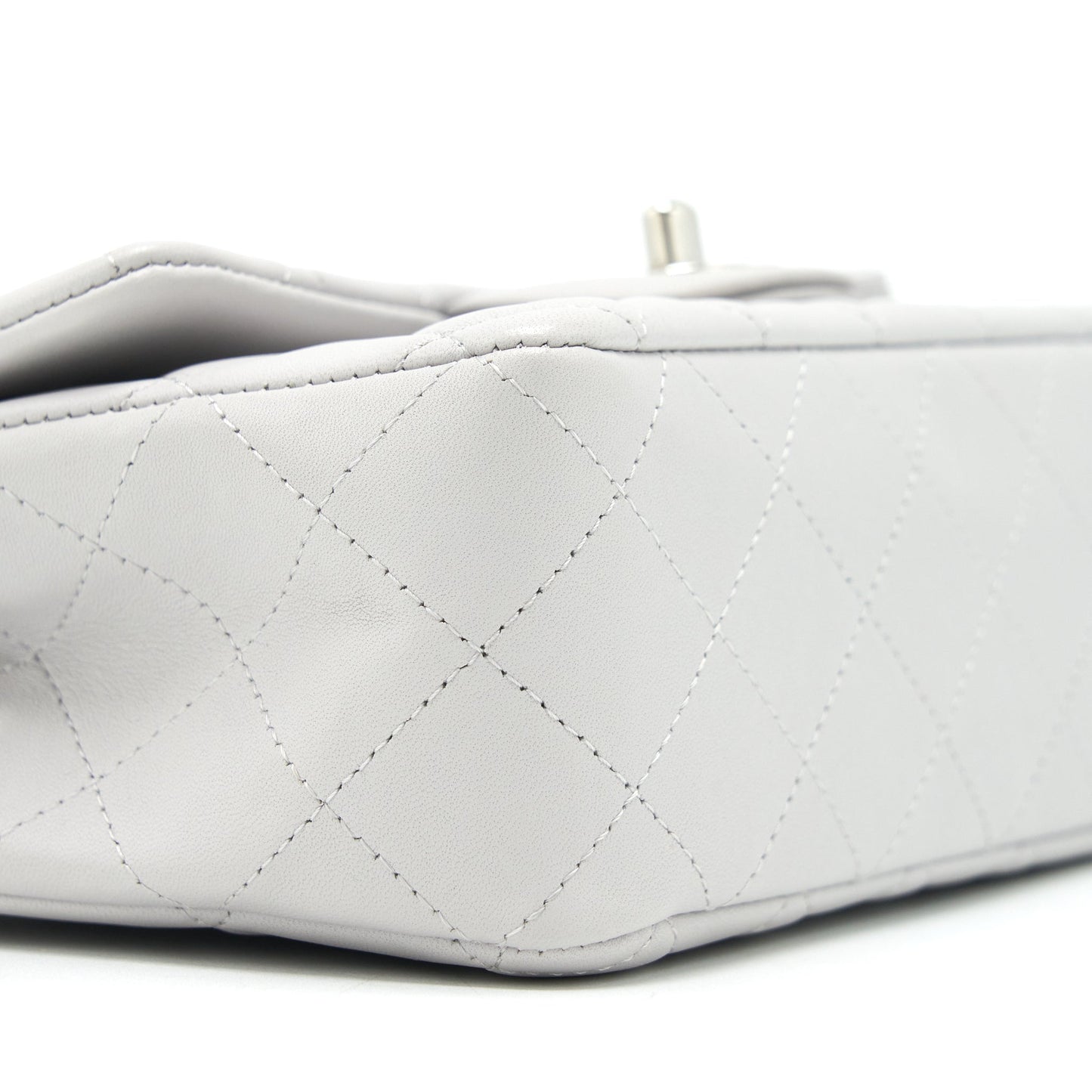 Chanel Mini Rectangular Flap Bag Lambskin Light Grey