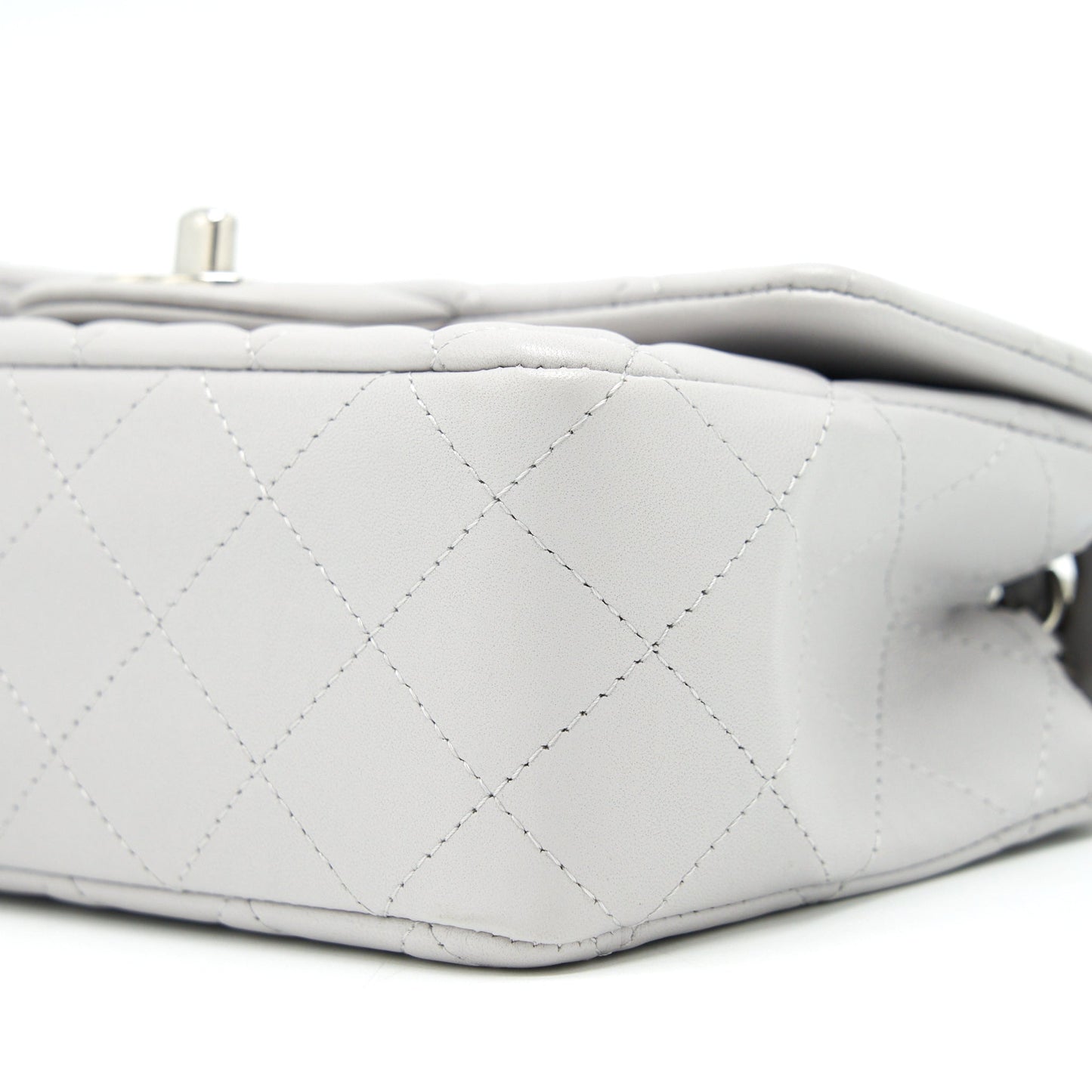Chanel Mini Rectangular Flap Bag Lambskin Light Grey