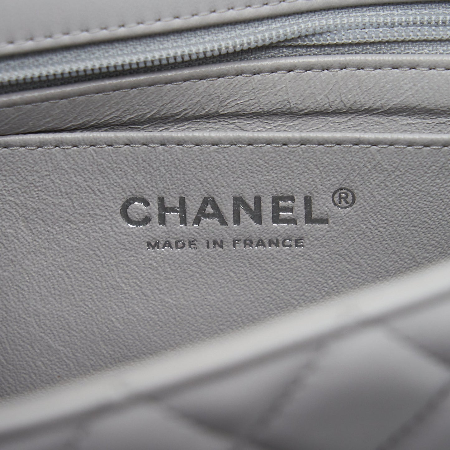 Chanel Mini Rectangular Flap Bag Lambskin Light Grey