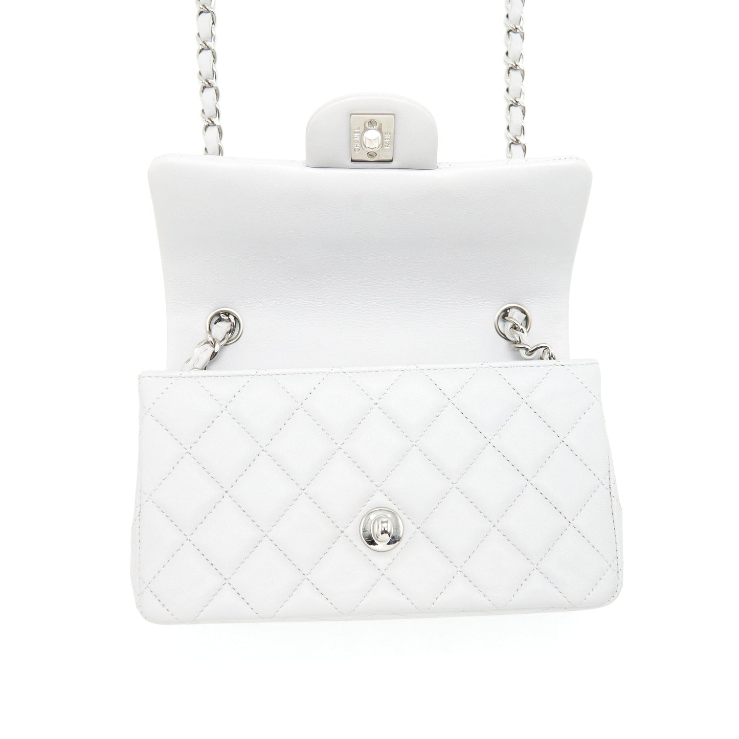 Chanel Mini Rectangular Flap Bag Lambskin Light Grey