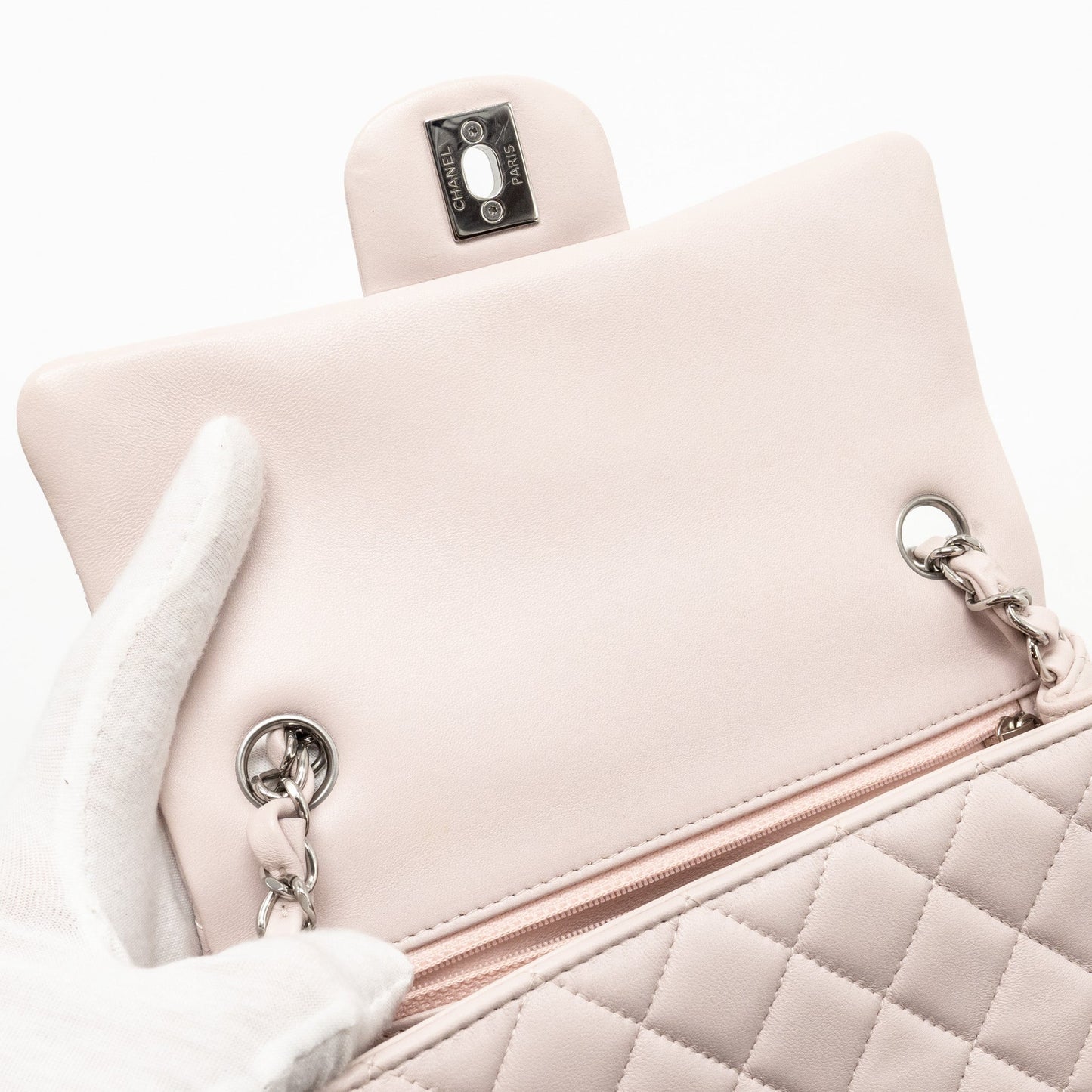 Chanel Mini Rectangular Flap Bag Lambskin Light Pink  (Microchip)
