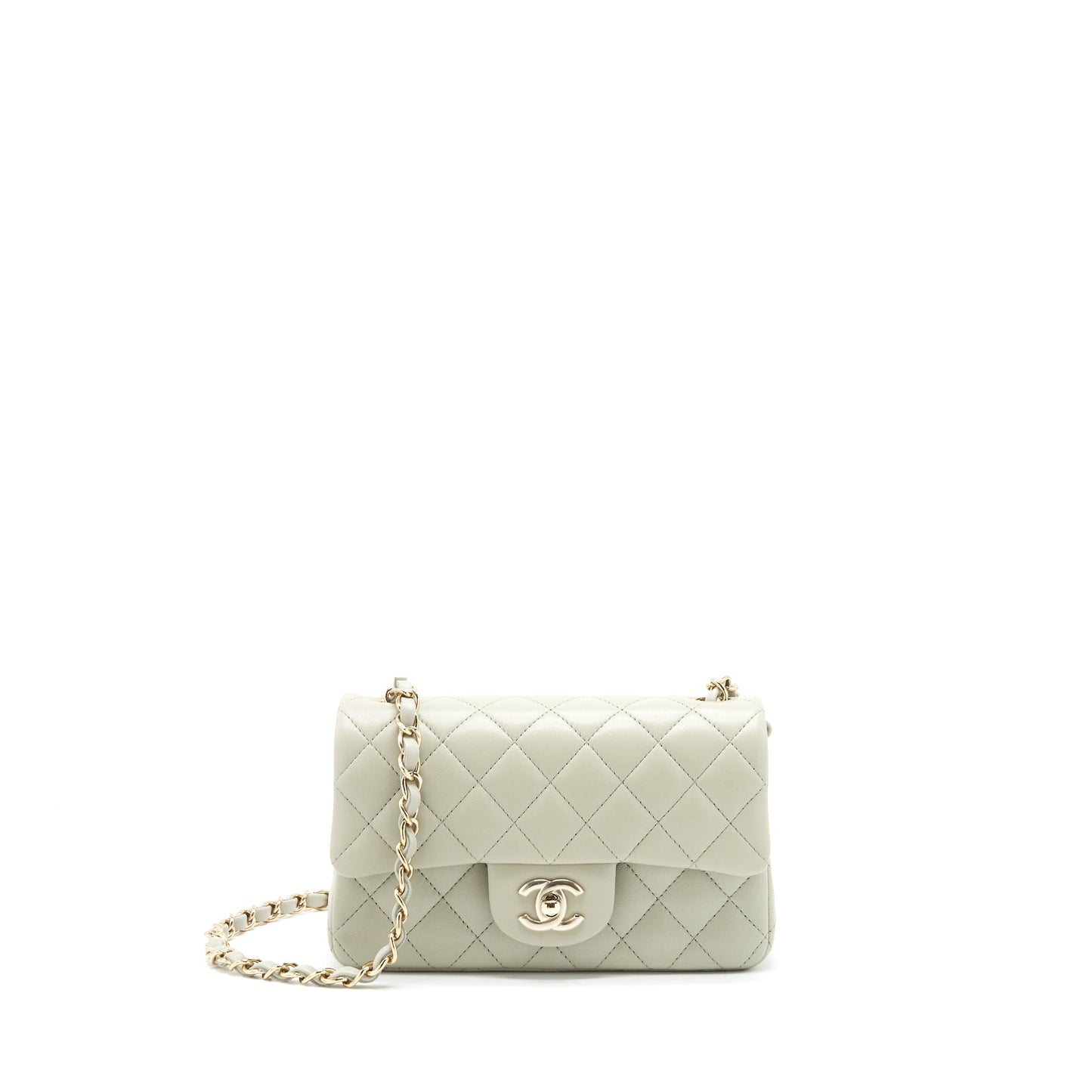 Chanel mini rectangular flap Bag Lambskin Light Grey L