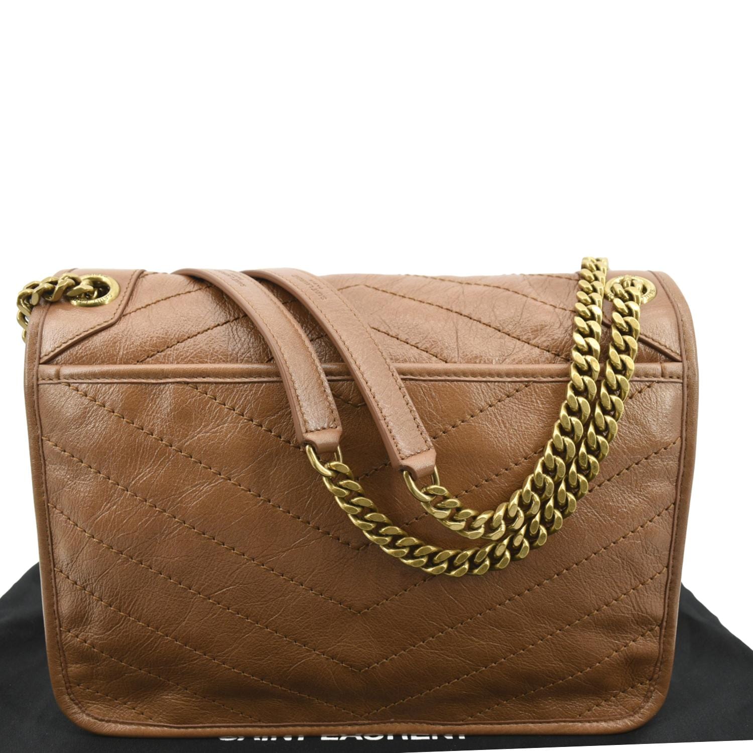YVES SAINT LAURENT Niki Medium Leather Crossbody Bag Dark Brown
