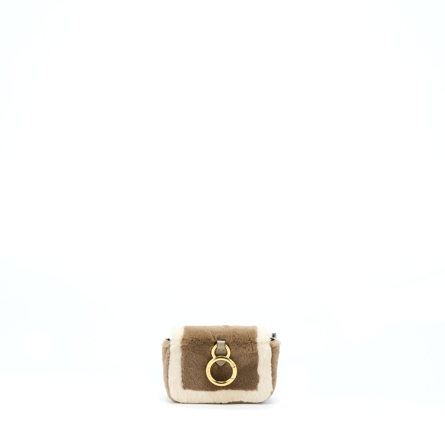 Fendi Nano Baguette Charm Purse With Chain Brown/ Cream