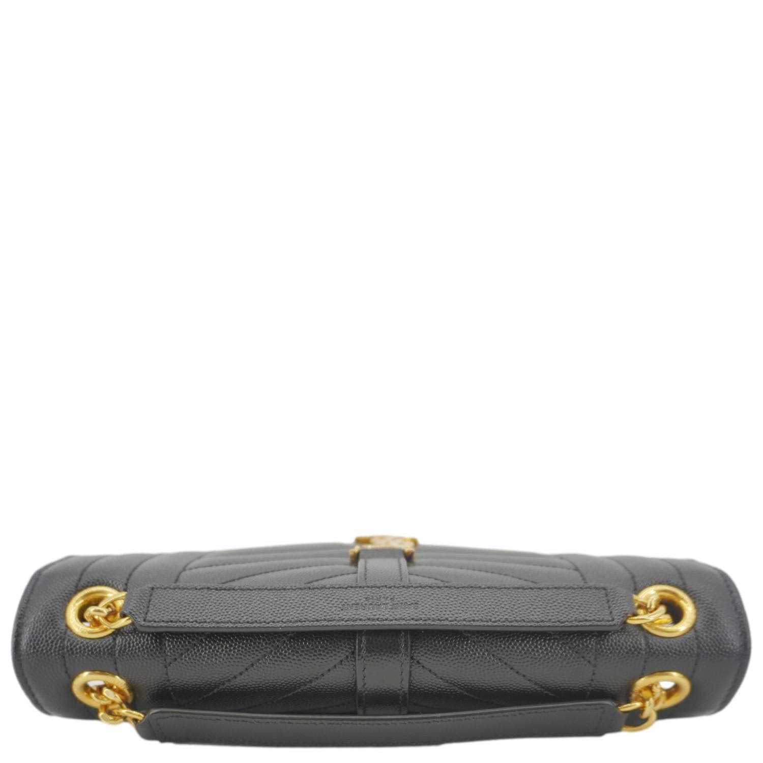 YVES SAINT LAURENT Envelope Medium Grain De Poudre Leather Shoulder Bag Black