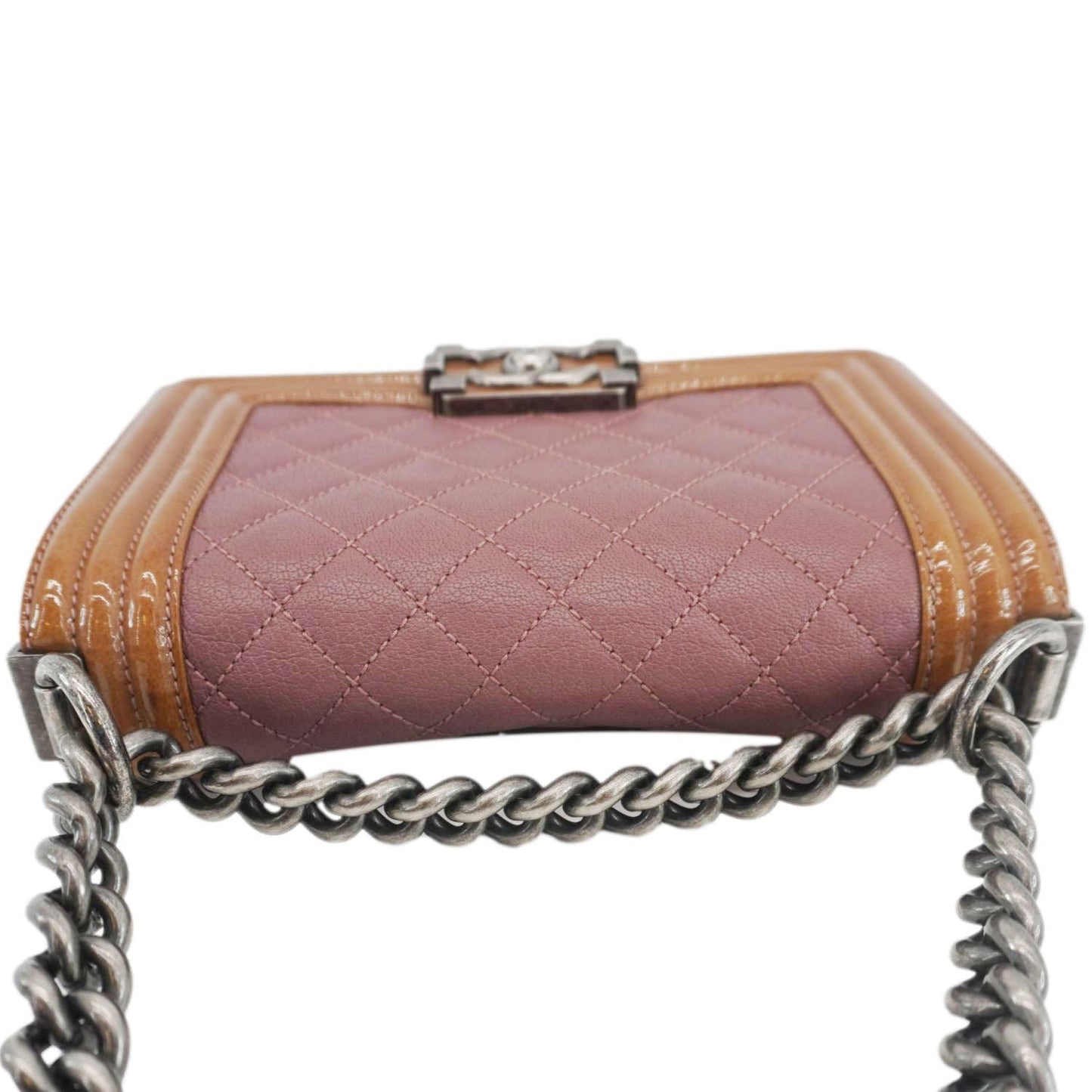Chanel Duo Boy Flap Small Goatskin Leather Crossbody Bag Pink