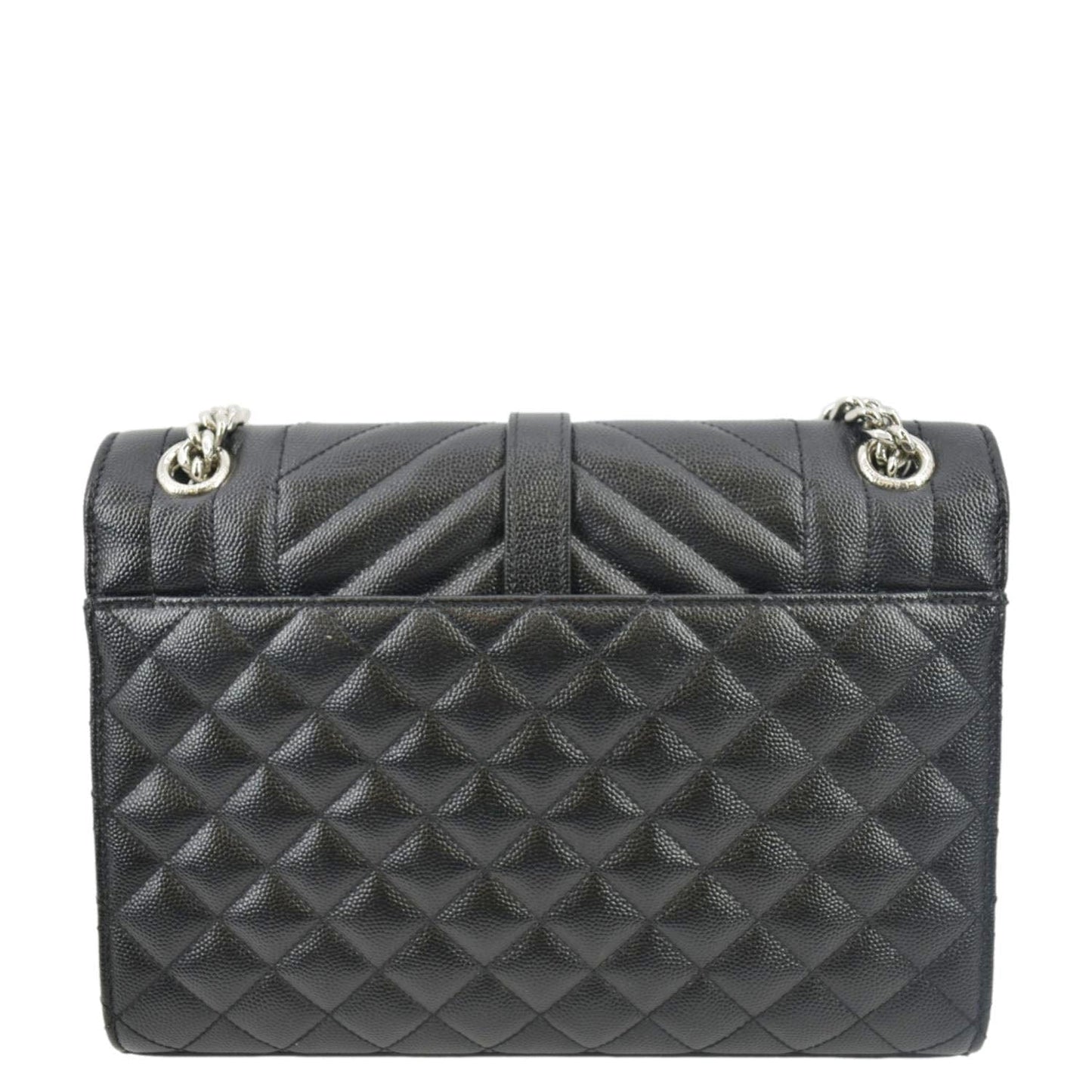YVES SAINT LAURENT Envelope Medium Matelassé Leather Crossbody Chain Bag Black