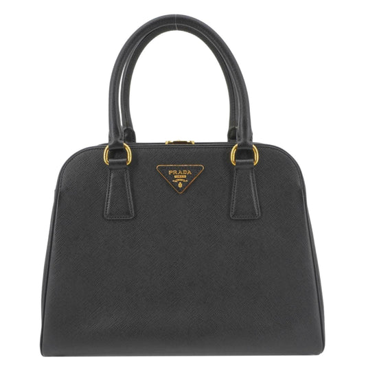 PRADA Frame Saffiano Leather Top Handle Bag Black