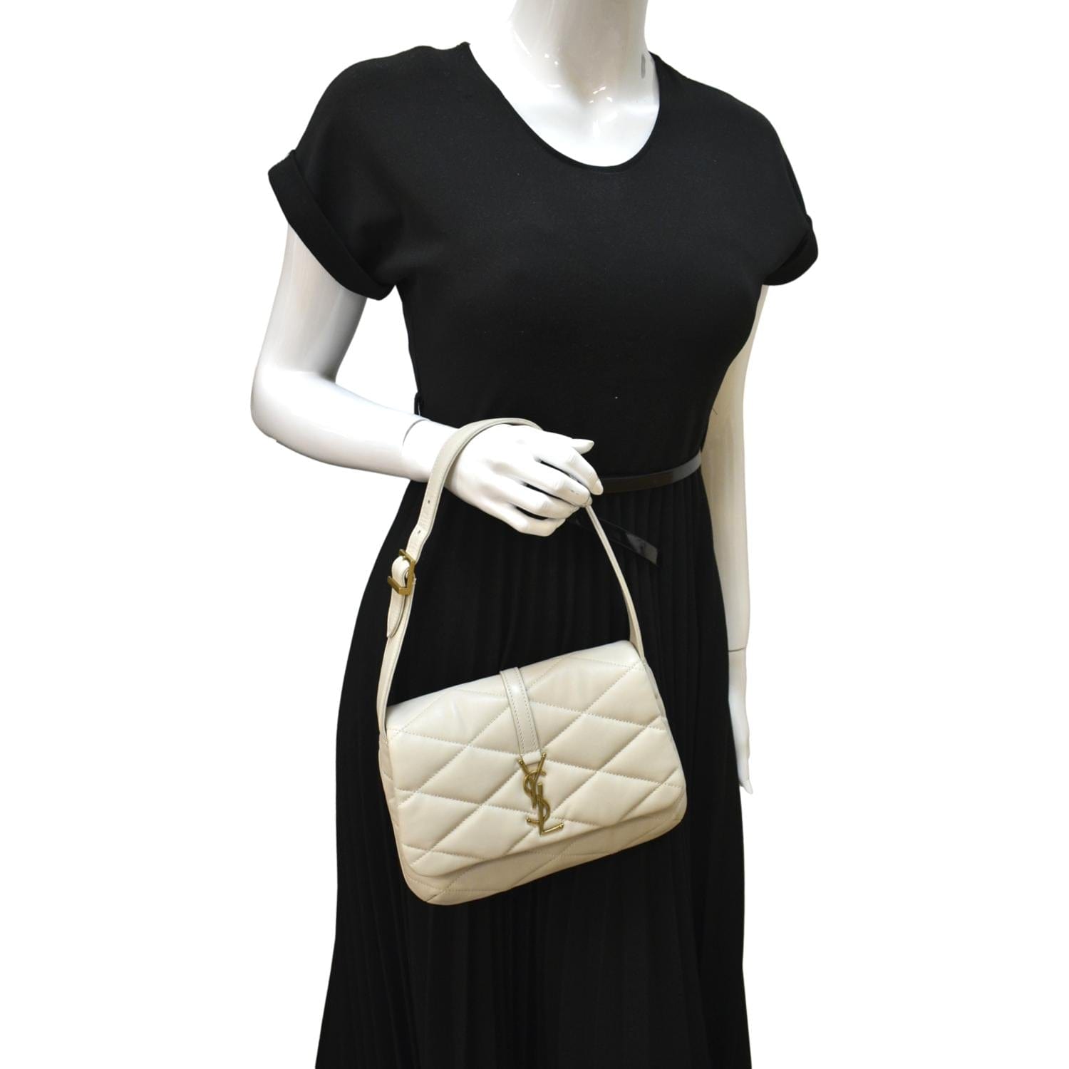 YVES SAINT LAURENT LE 57 Quilted Lambskin Leather Hobo Bag Antique