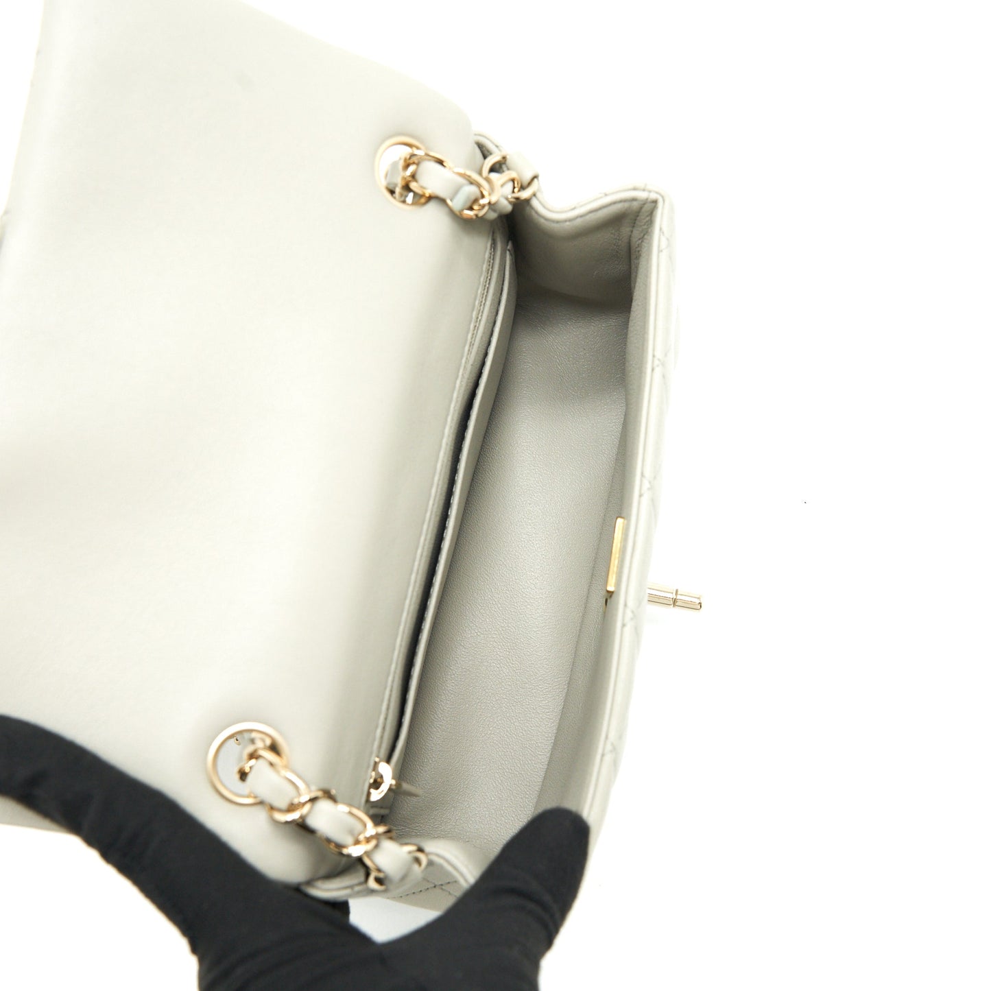 Chanel mini rectangular flap Bag Lambskin Light Grey L