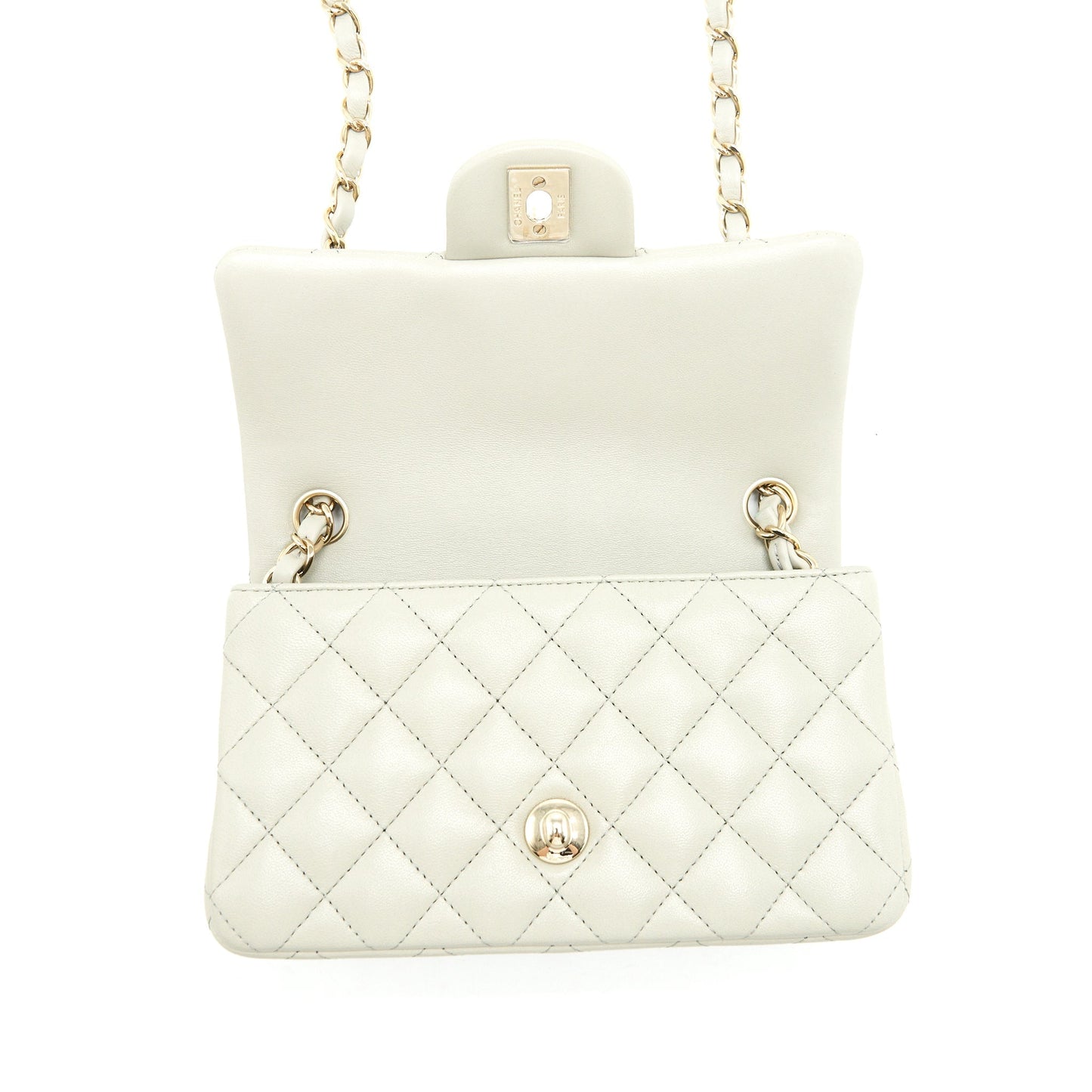 Chanel mini rectangular flap Bag Lambskin Light Grey L