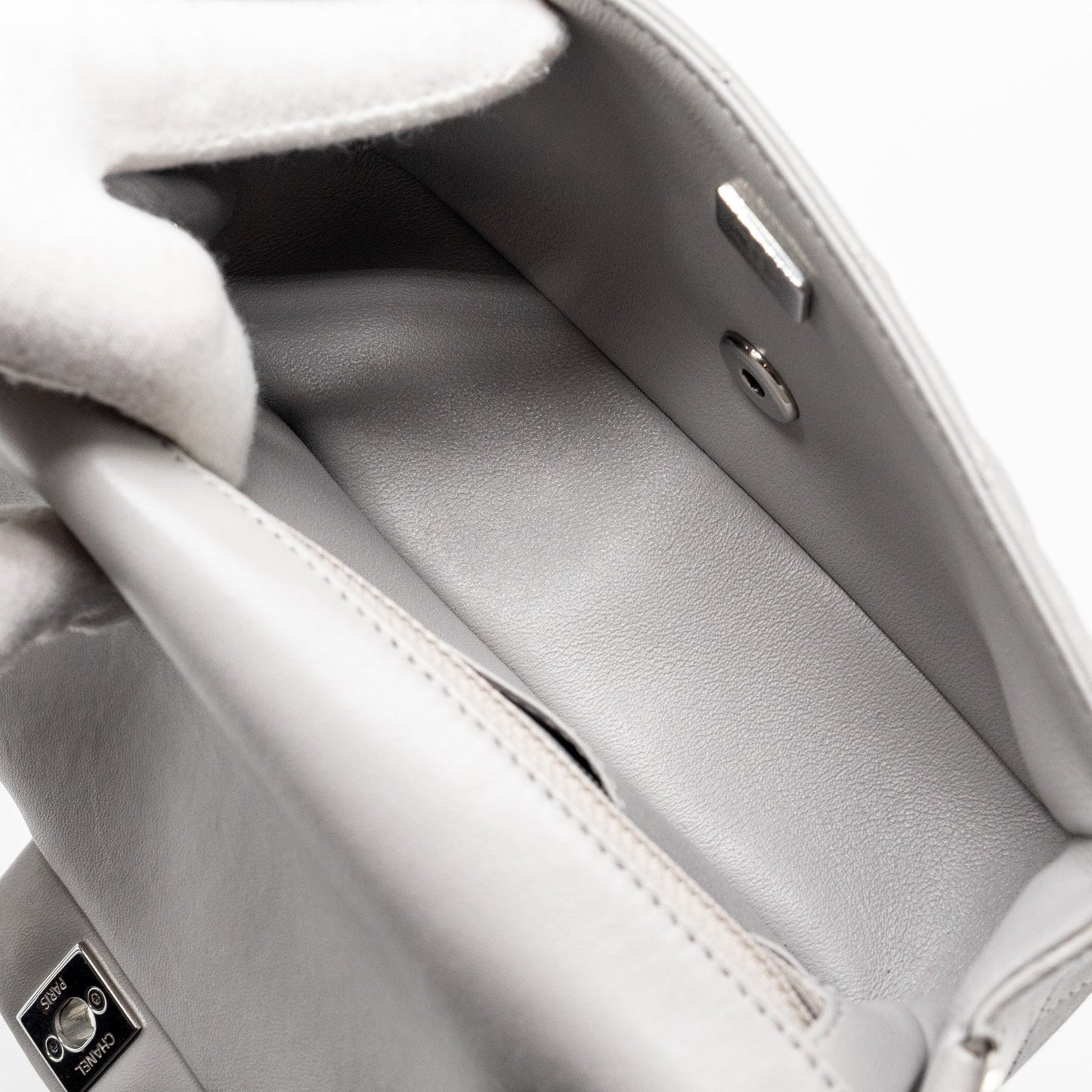 Chanel Mini Rectangular Flap Bag Lambskin Light Grey (Microchip)