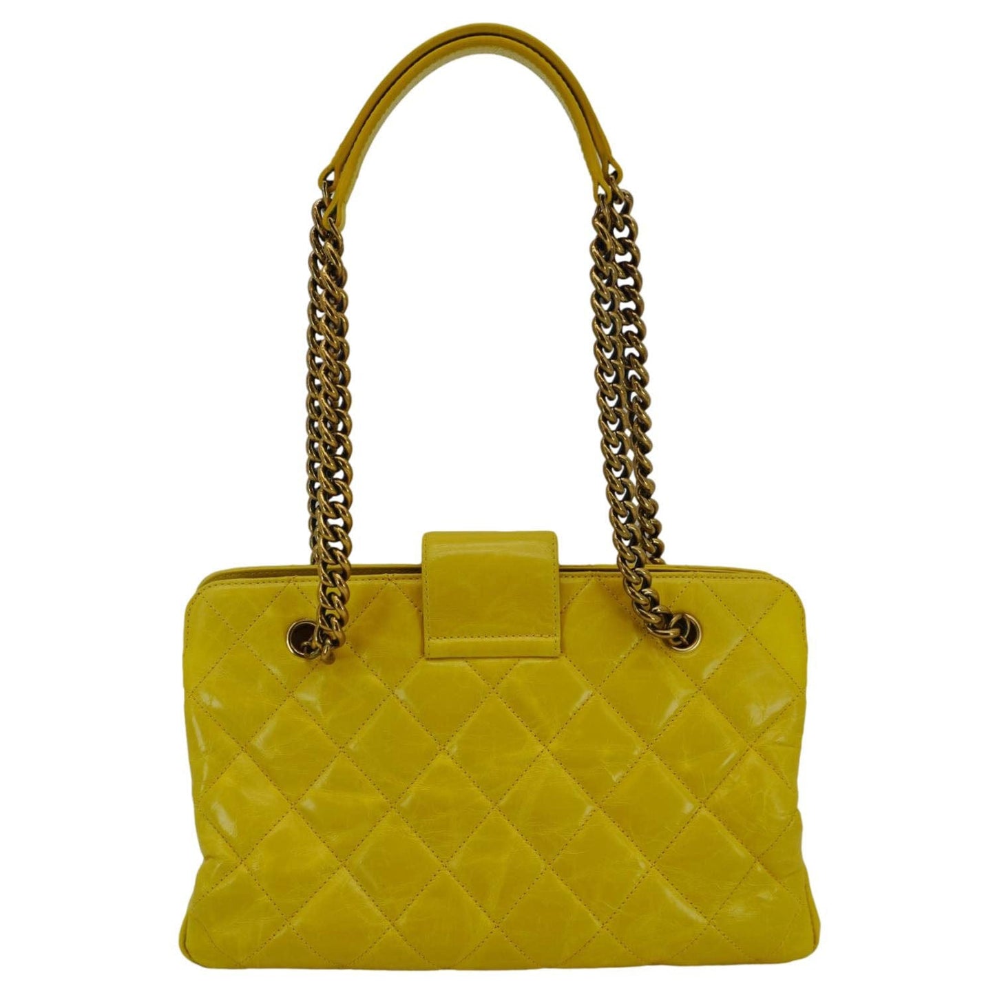 Chanel Reissue Glazed Quilted Leather Tote Shoulder Bag Yellow