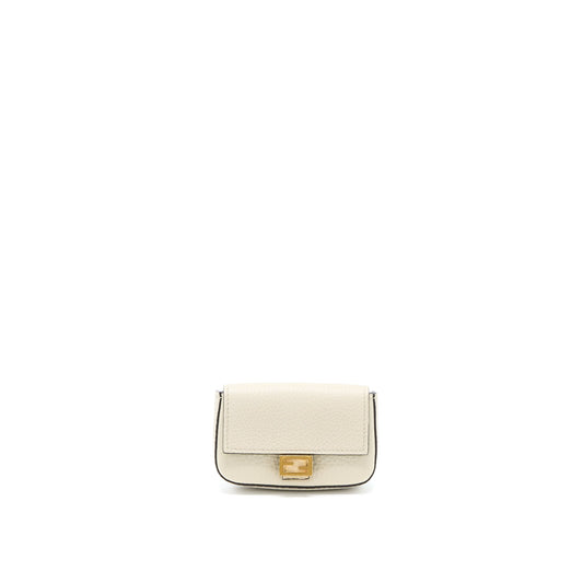 Fendi Micro Baguette Purse Charm Calfskin Cream