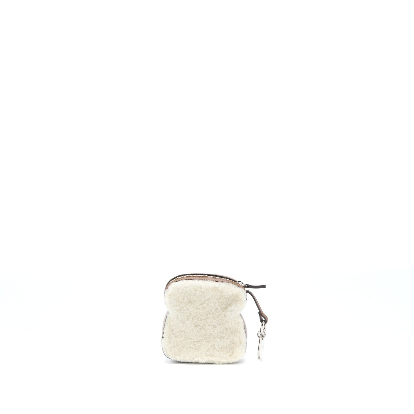 Fendi Zippy Colin Purse Purse Charm Shearling White/Brown