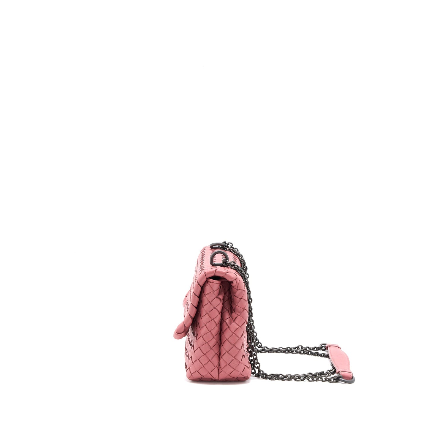 Bottega Veneta Olympia Chain Purse Nappa Dark Pink with Black Hardware