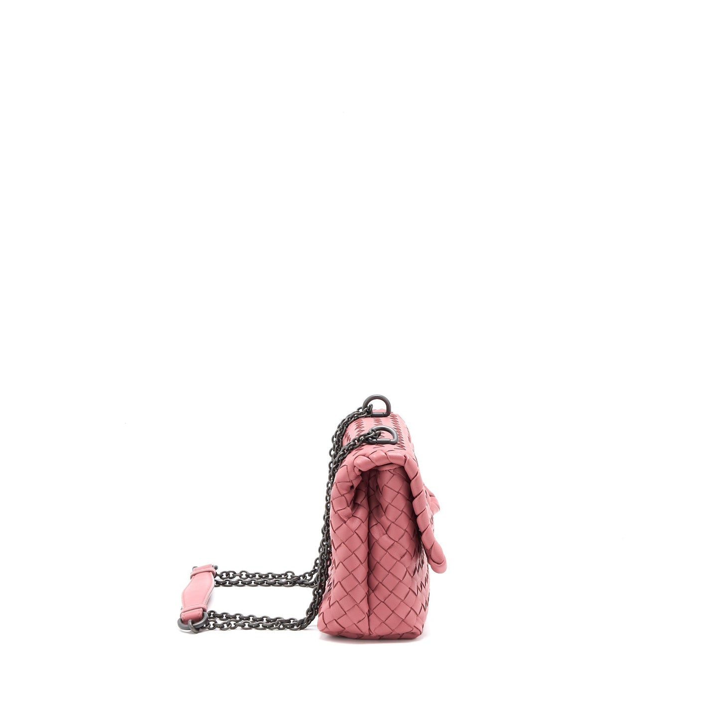 Bottega Veneta Olympia Chain Purse Nappa Dark Pink with Black Hardware