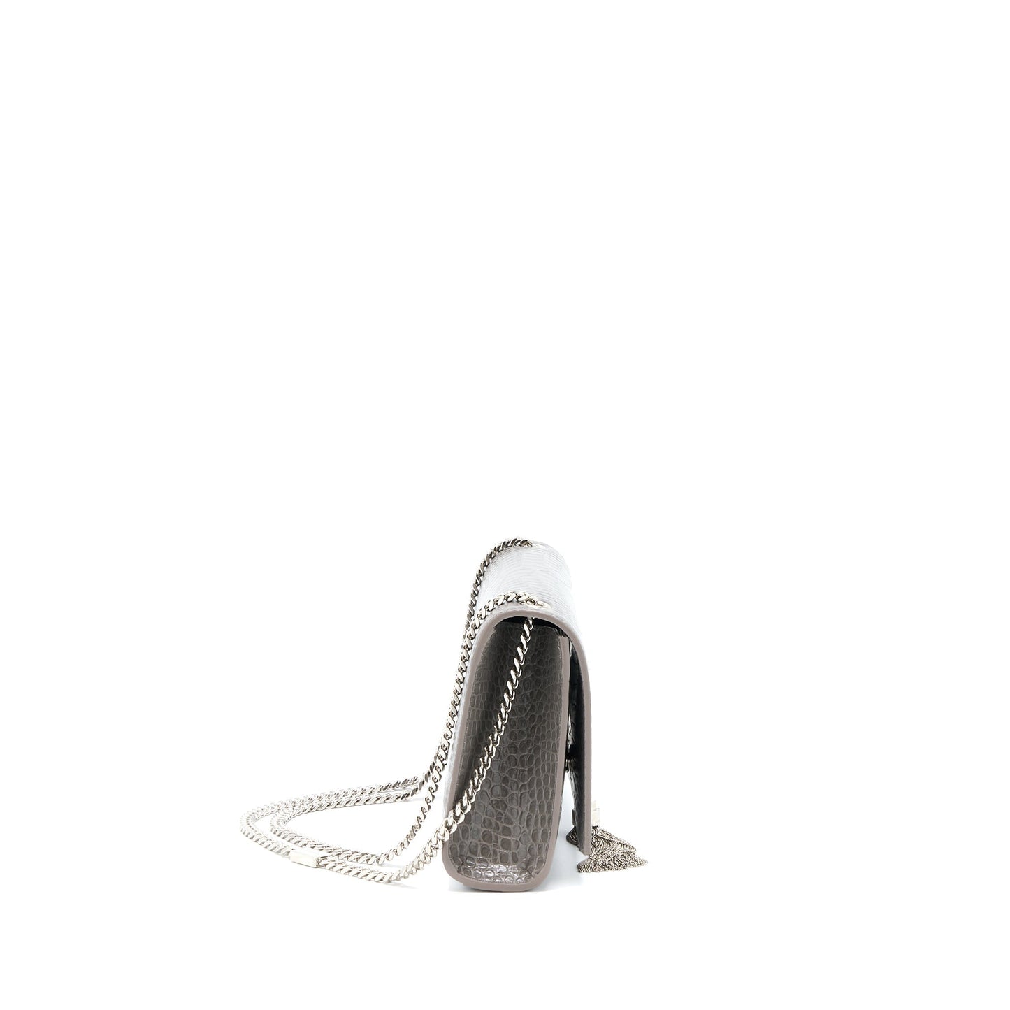 Saint Laurent Kate Purse Crocodile-Embossed-Calfskin Grey