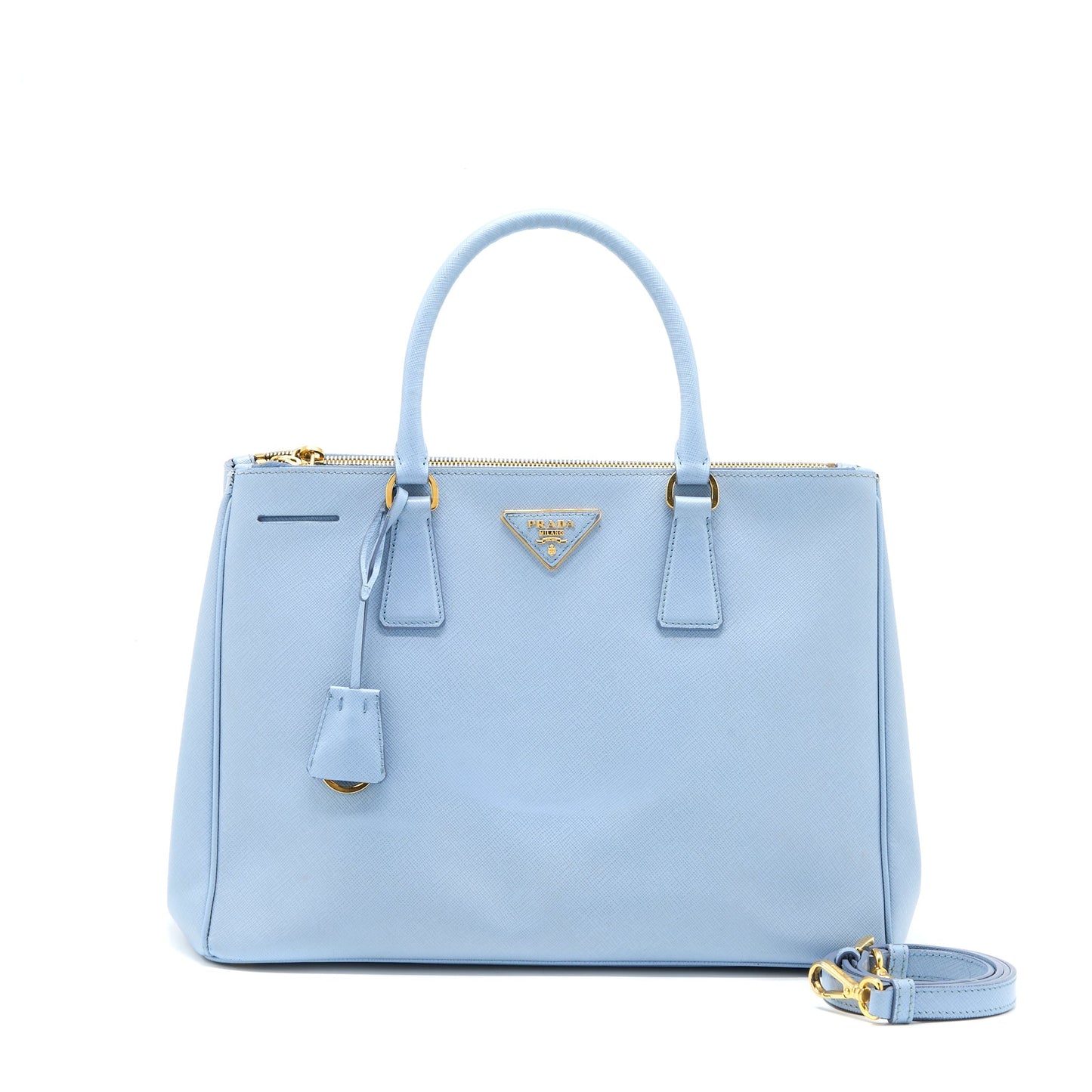 Prada Saffiano Tote Purse Light Blue