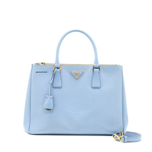 Prada Saffiano Tote Purse Light Blue