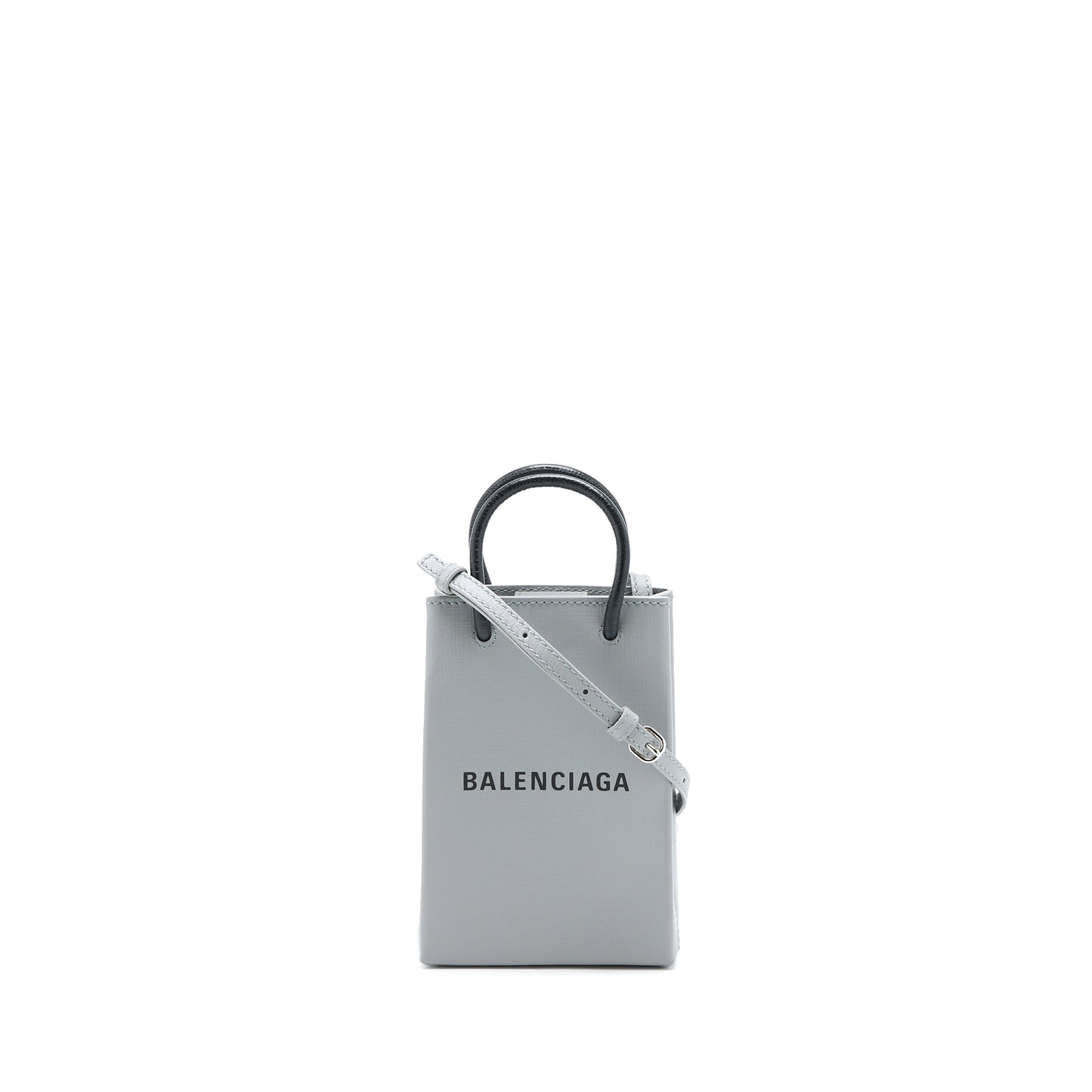 Balenciaga Mini Shopping Phone Pouch Grey SHW