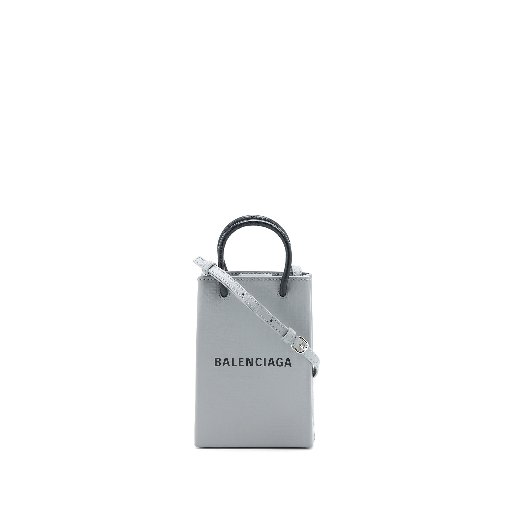 Balenciaga Mini Shopping Phone Pouch Grey SHW