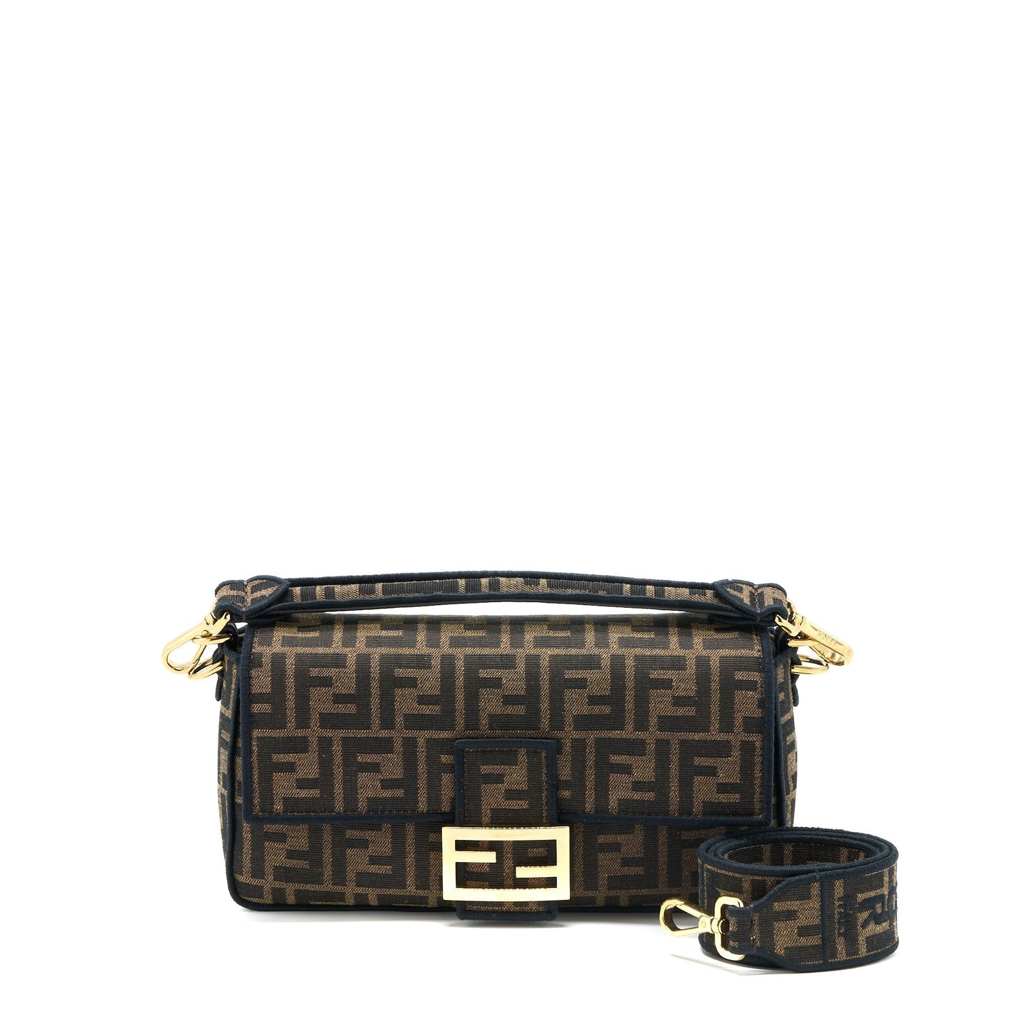 Fendi Baguette Purse Jacquard Fabric Brown